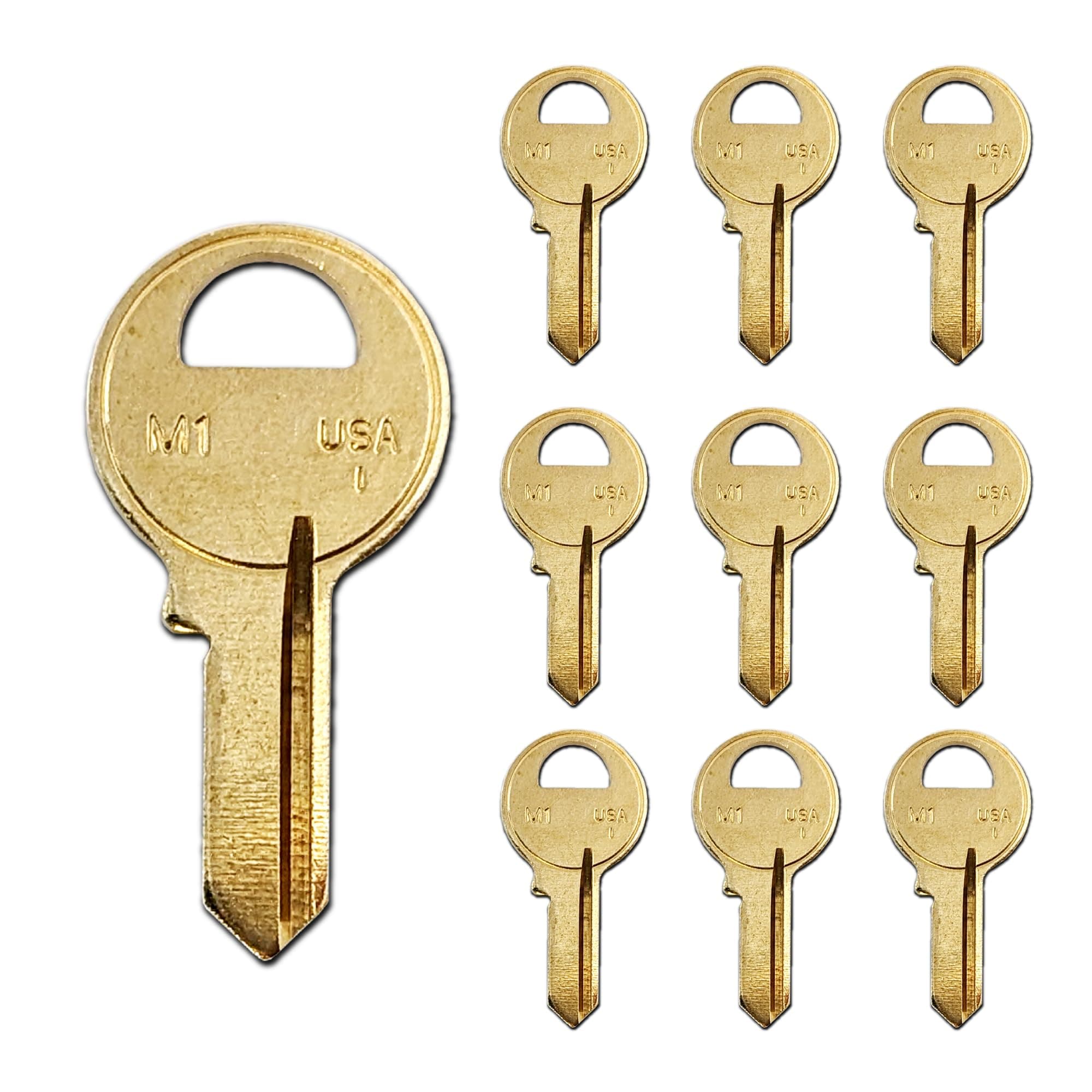 SUMMIT DOORWARE M1 Master Key Blanks in Premium Brass | Uncut Blank Keys for Home and Professional Use | Pack of 10 Blank Keys