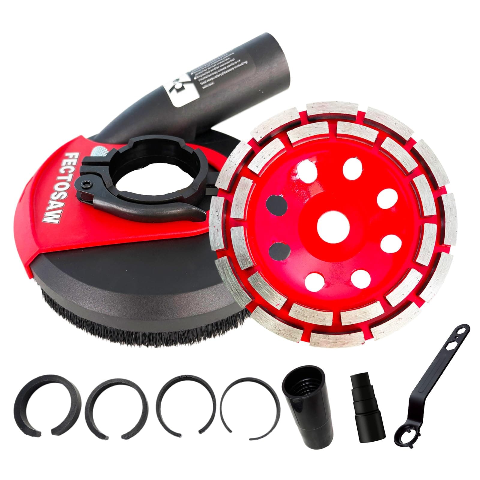 Dust Shroud for Angle Grinder with Diamond Grinding Cup Wheel, 4.5–5 Inch & 7 Inch, Universal Concrete Surface Grinding Tool for Marble and Granite (5-inch Dust Shroud + Grinding Wheel)