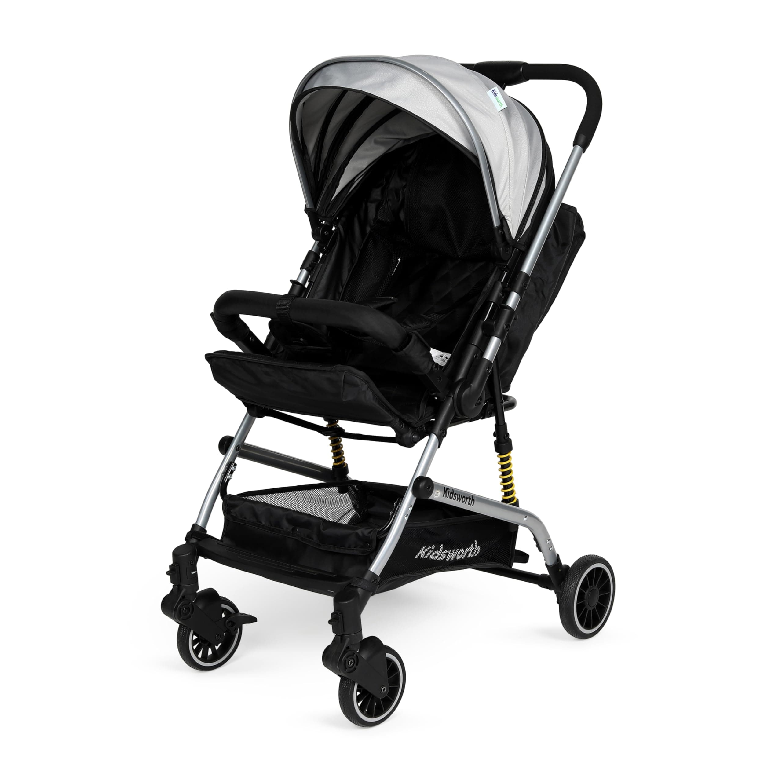 Look Mama Smart Baby Stroller/Pram,Compact Folding,Fully Reclining,Sun Canopy-Suitable From Birth To Approx. 4 Years,Grey Colour
