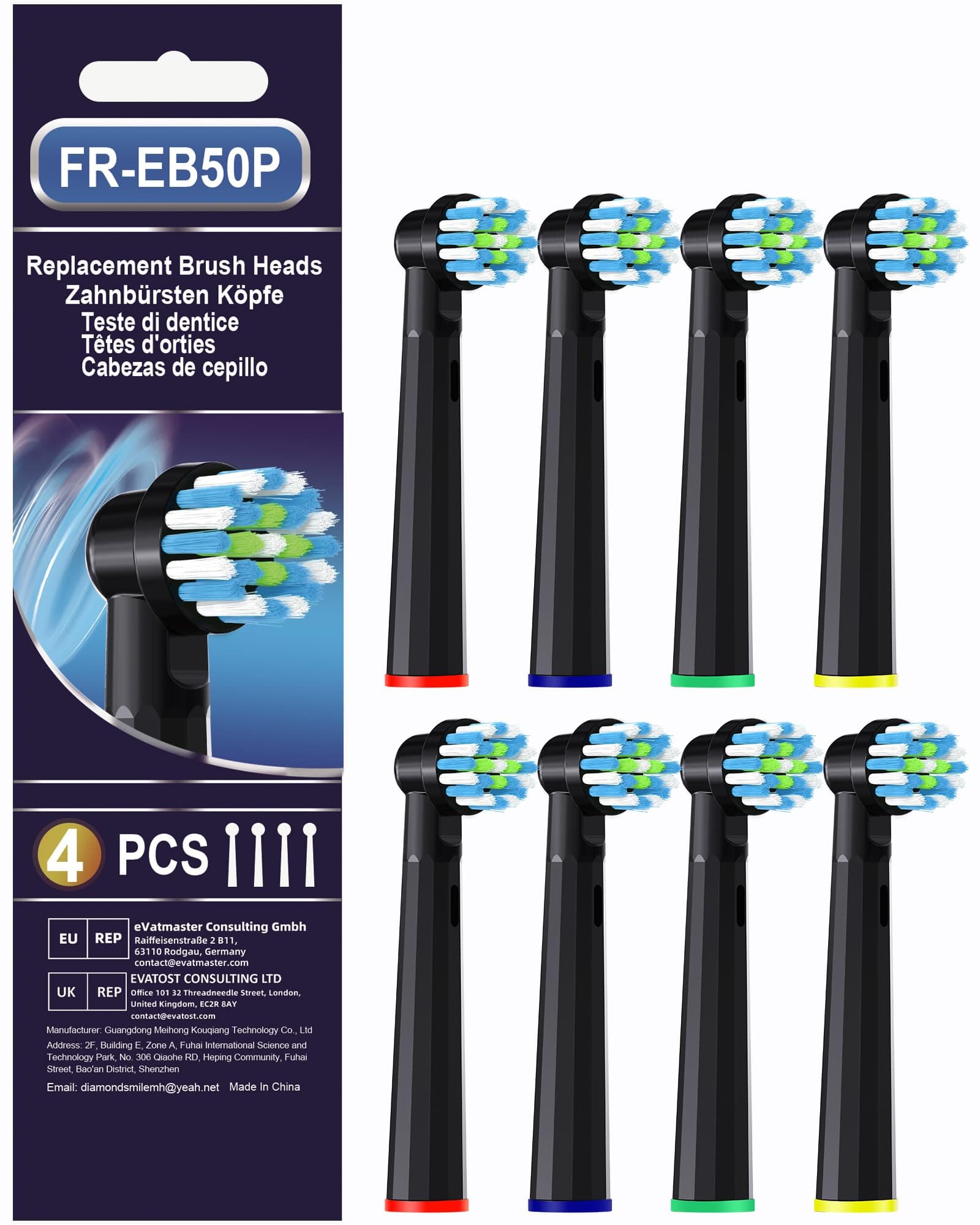 Replacement Heads Compatible with Braun Oral B Pro 1000, Genius X, Smart 1500 Electric Toothbrush, 8 Pcs Precision Brush Heads Refills Compatible with Oral B (Black)