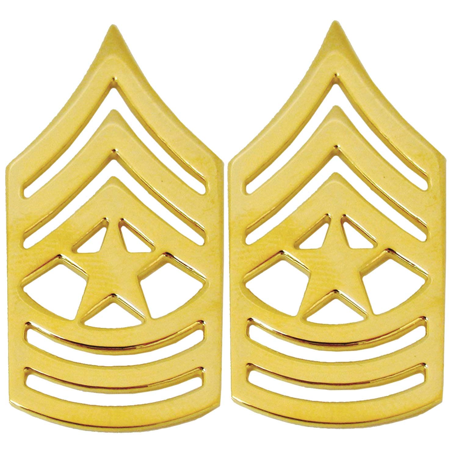 Army SGM Sergeant Major Rank Gold Pin-On - Pair