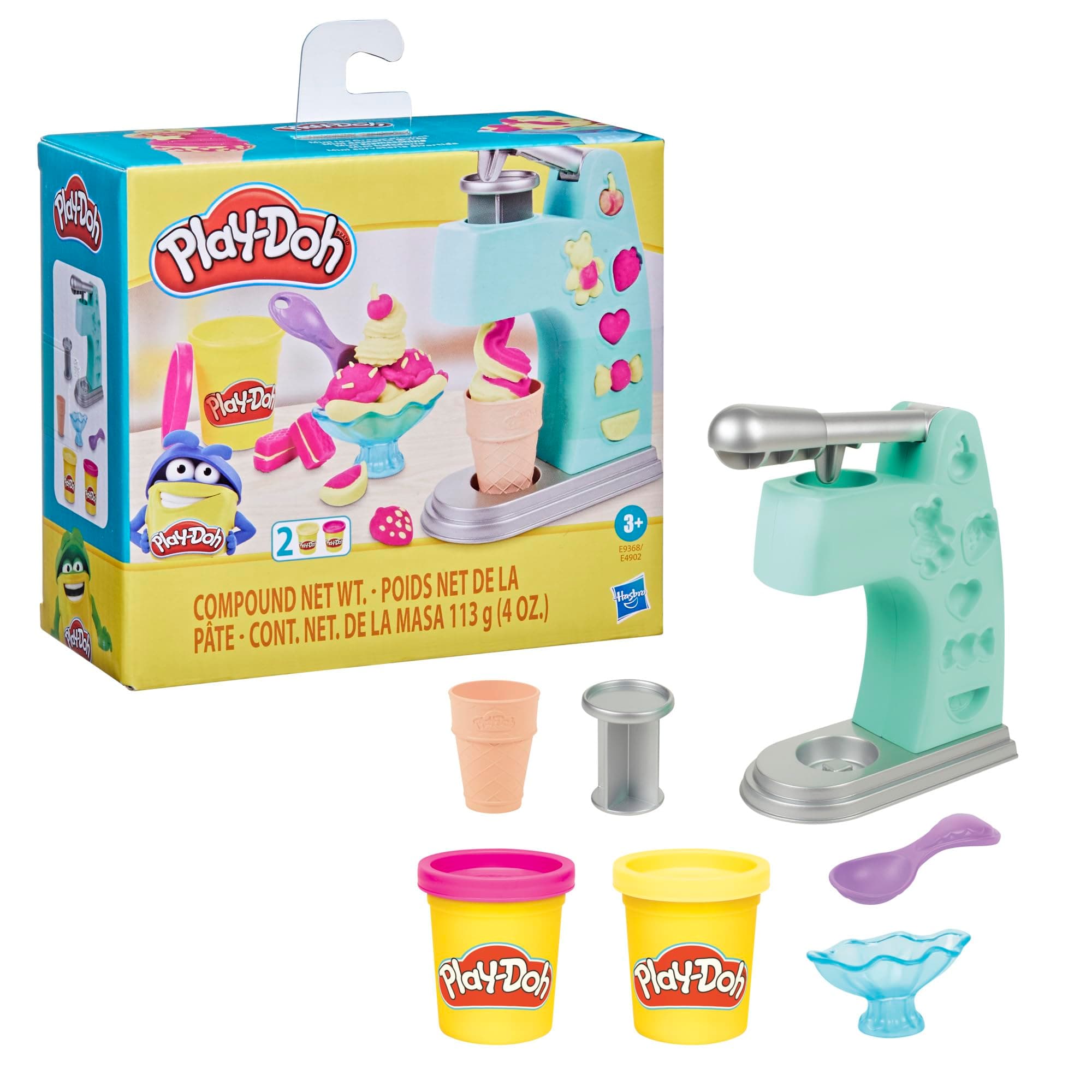 Kids Modeling Dough, Fun Mini Ice Cream Parlor, Play-Doh Set with Accessories and 2 Colorful Putty Pots, Children's Day Gift for Ages 3 and Up