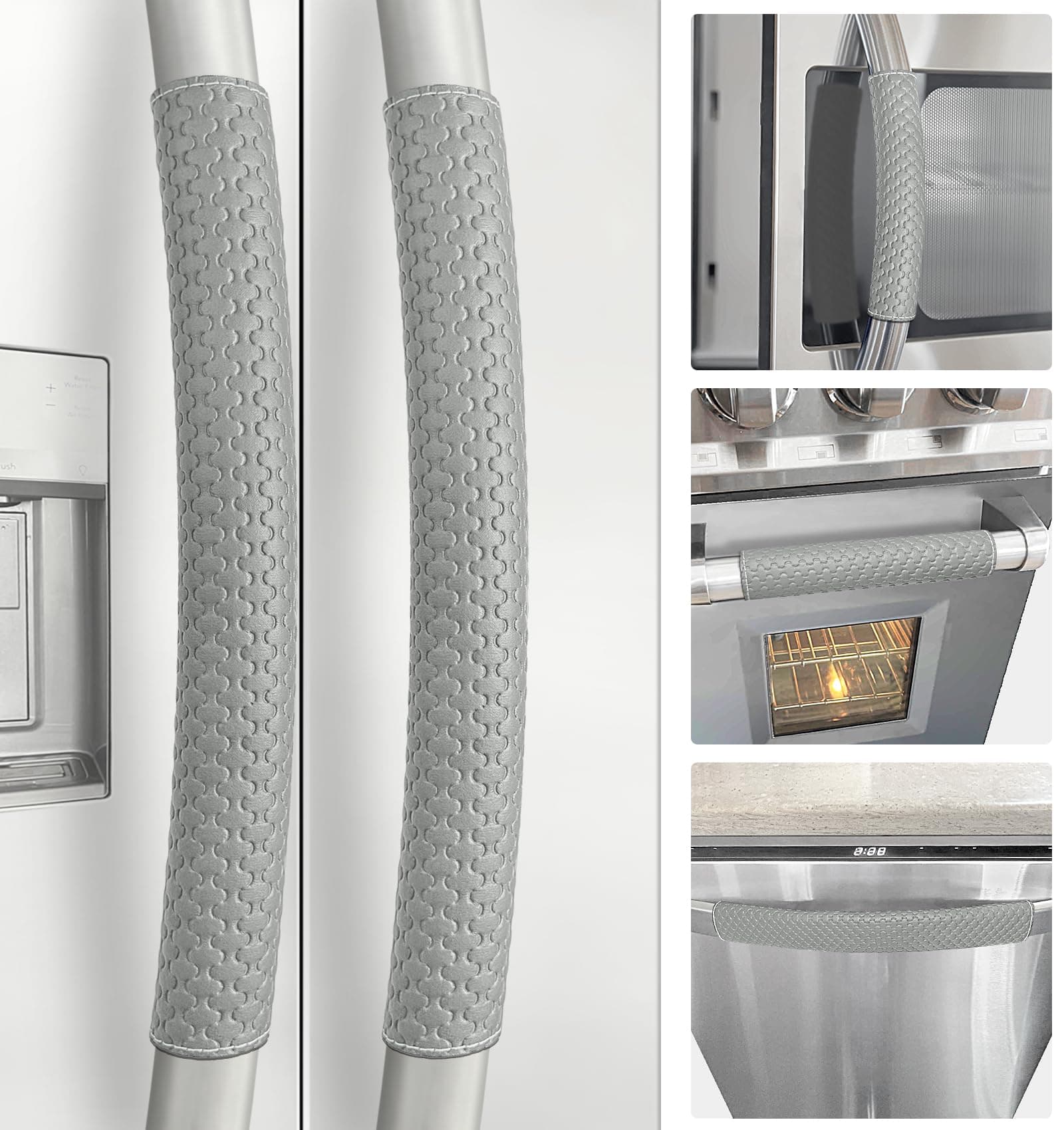 Refrigerator Door Handle Covers, Set of 5, Performance Appliance Handle Covers, Non-Slip Fridge Door Handle Covers, Keep Your Kitchen Clean, Microwave Oven Dishwasher door Handle Protectors(Gray)