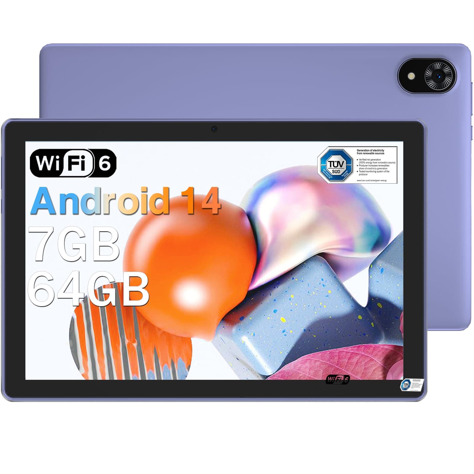 DOOGEE U9 2025 Newest Android 14 10" Tablet 7GB RAM+64GB ROM 1TB TF, Bluetooth 5.0 WIFI 6 Tablets, Android Tablets 1280x800 HD IPS Screen, OTG, Type C, 3.5mm Heakphone Jack, Tablet PC 2025 - Purple