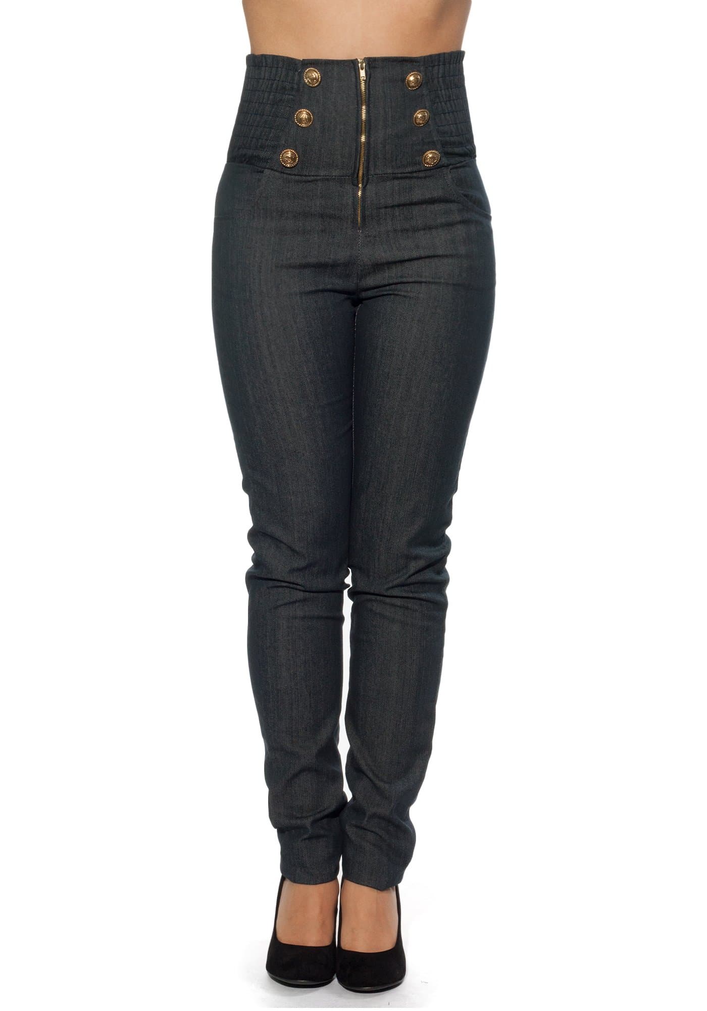 Sidecca Retro Rockabilly 6 Button Zip High Waist Pant