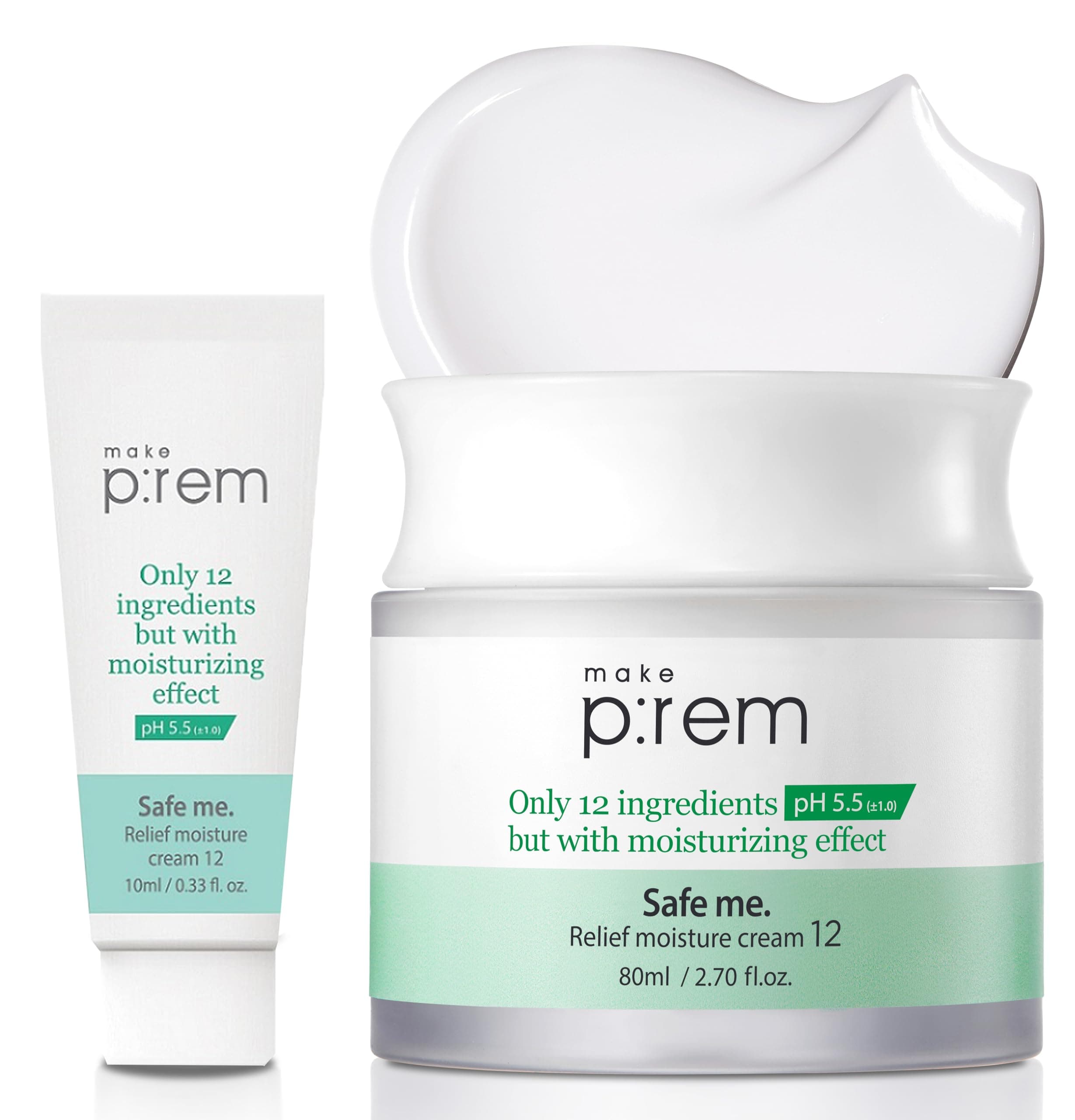 MAKEP:REM Safe Me. Relief Moisture Cream for Dry Sensitive Skin - Moisturizer Night Cream - Hydrating & Nourishing, Reduce Redness, Acne & Wrinkles with Hypoallergenic, Natural - VEGAN, EWG Verified