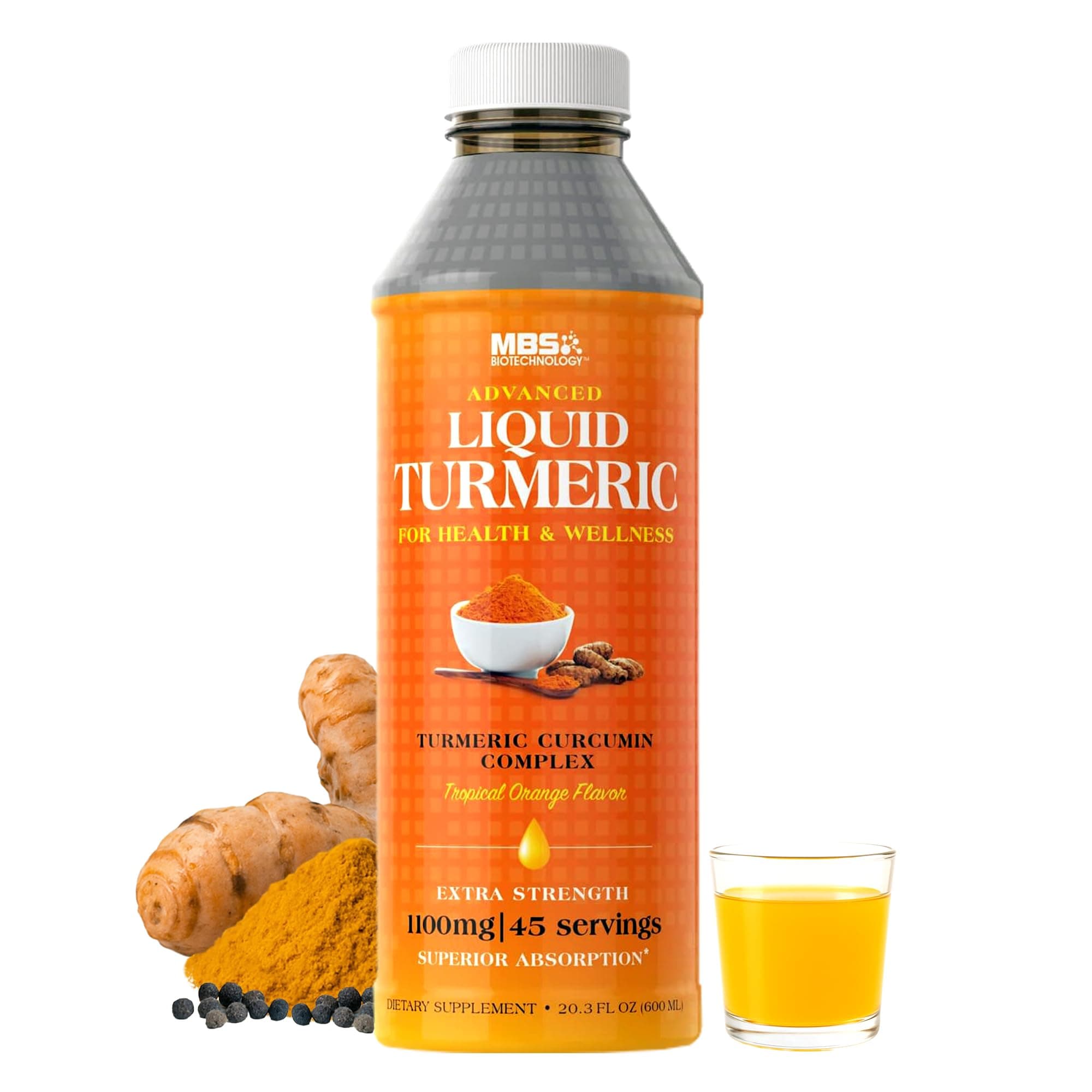 Advanced Liquid Turmeric – High Absorption Curcumin with Black Pepper & Vitamin D3 for Maximum Bioavailability – Joint, Inflammation & Immune Support – 20 fl oz