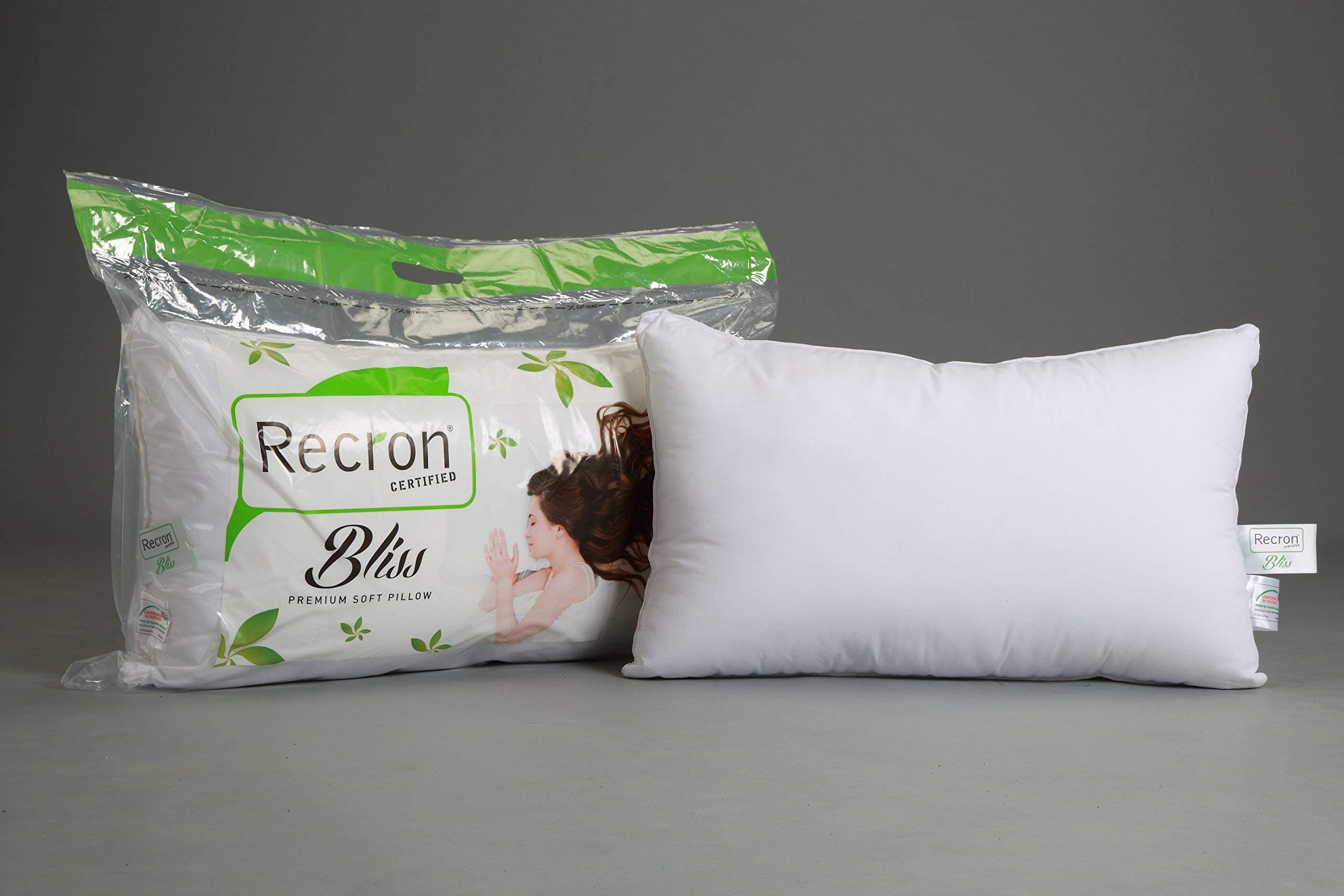 Recron Certified Polyester Pillow, 24x16 inch, White, 1 Piece