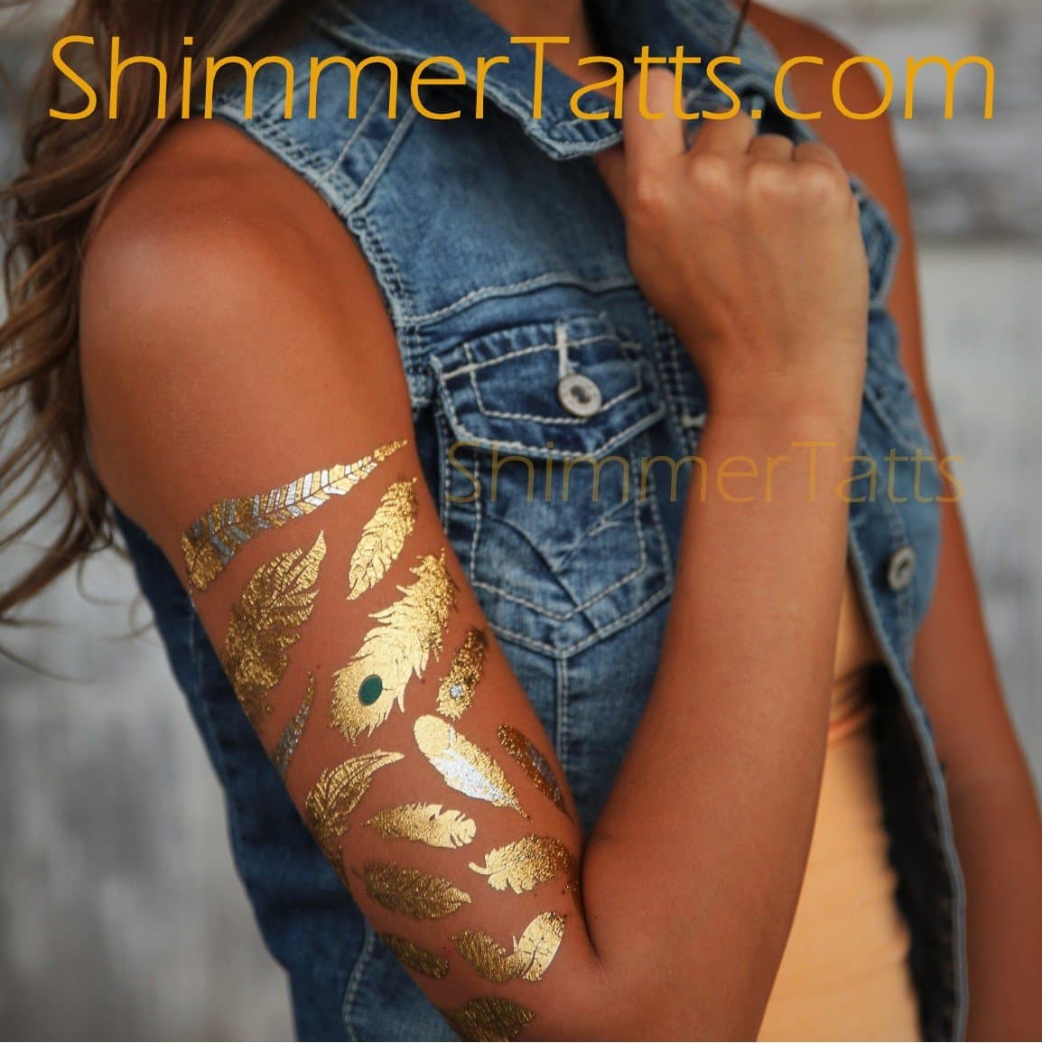 Feather Metallic Tattoos, Feather Temporary Tattoos, Metallic Tattoo, Feather Flash Tattoos