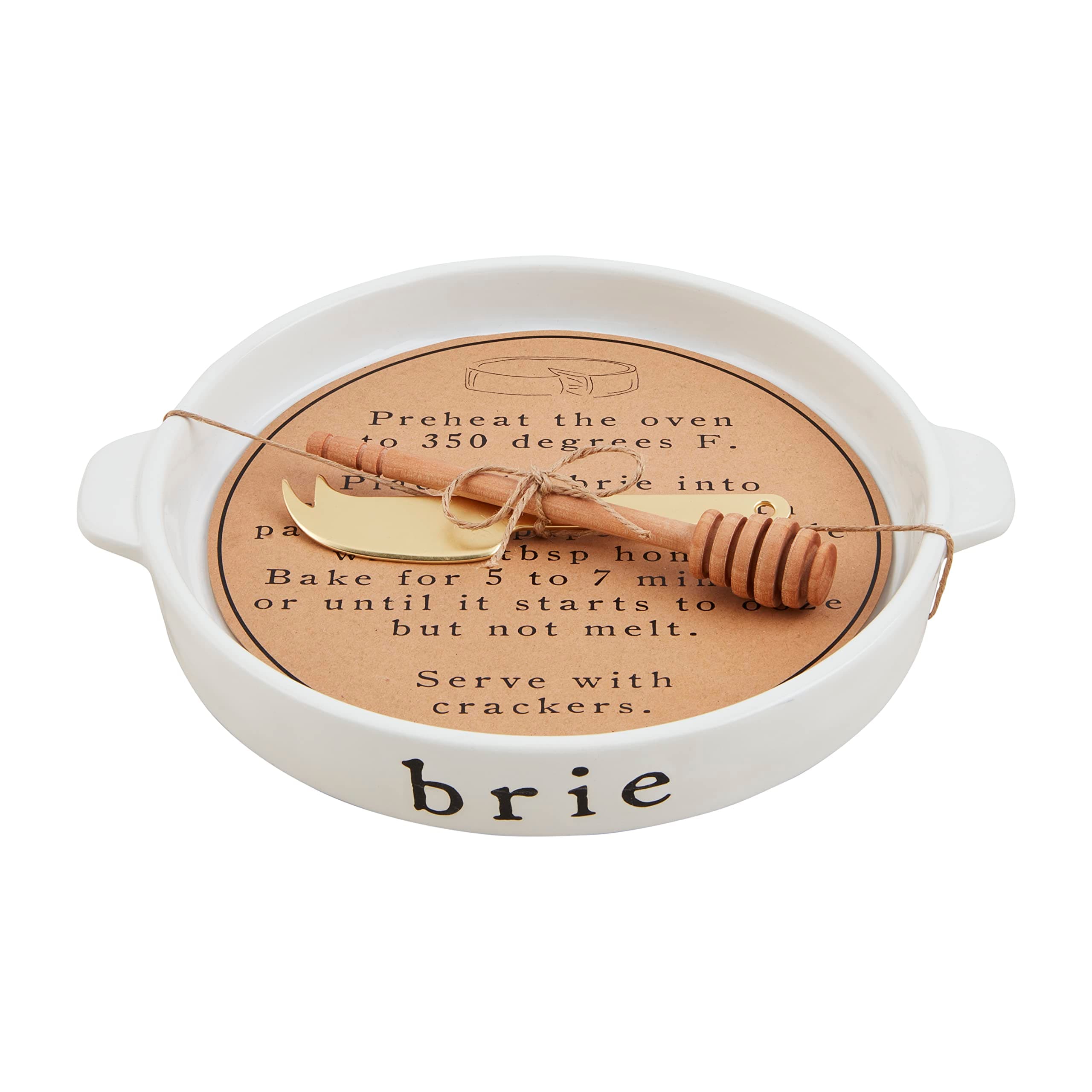 Mud Pie Brie Baker and Utensil Set, White, 1 1/4" x 9 1/4" dia