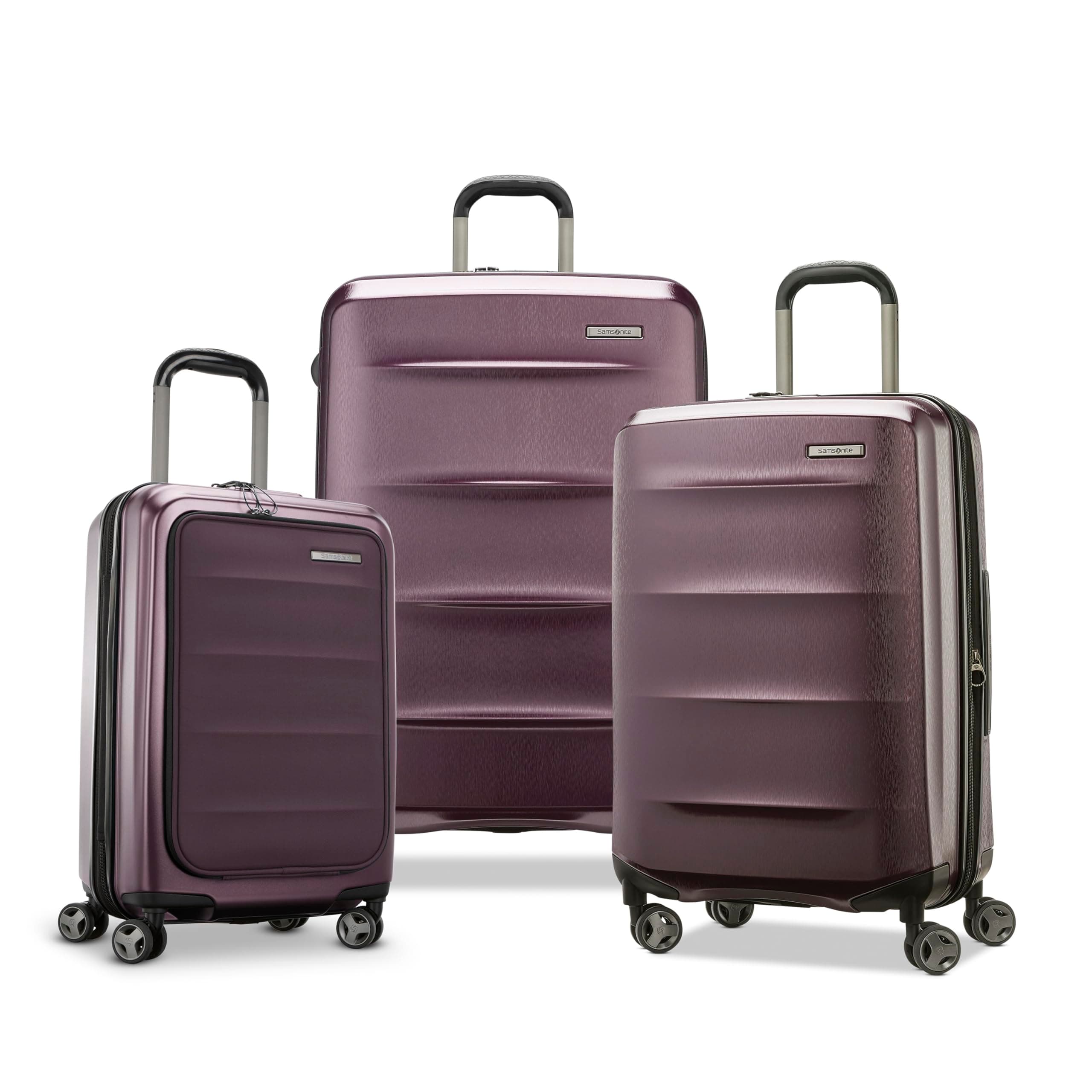 Octiv Pro 3-Piece Hardside Lightweight (21/24/28) Front Pocket Carry-On Pro, Medium & Large-Checked Luggage Set, Expandable, Four Spinner Wheels, Adjustable Handle, TSA Lock – Purple