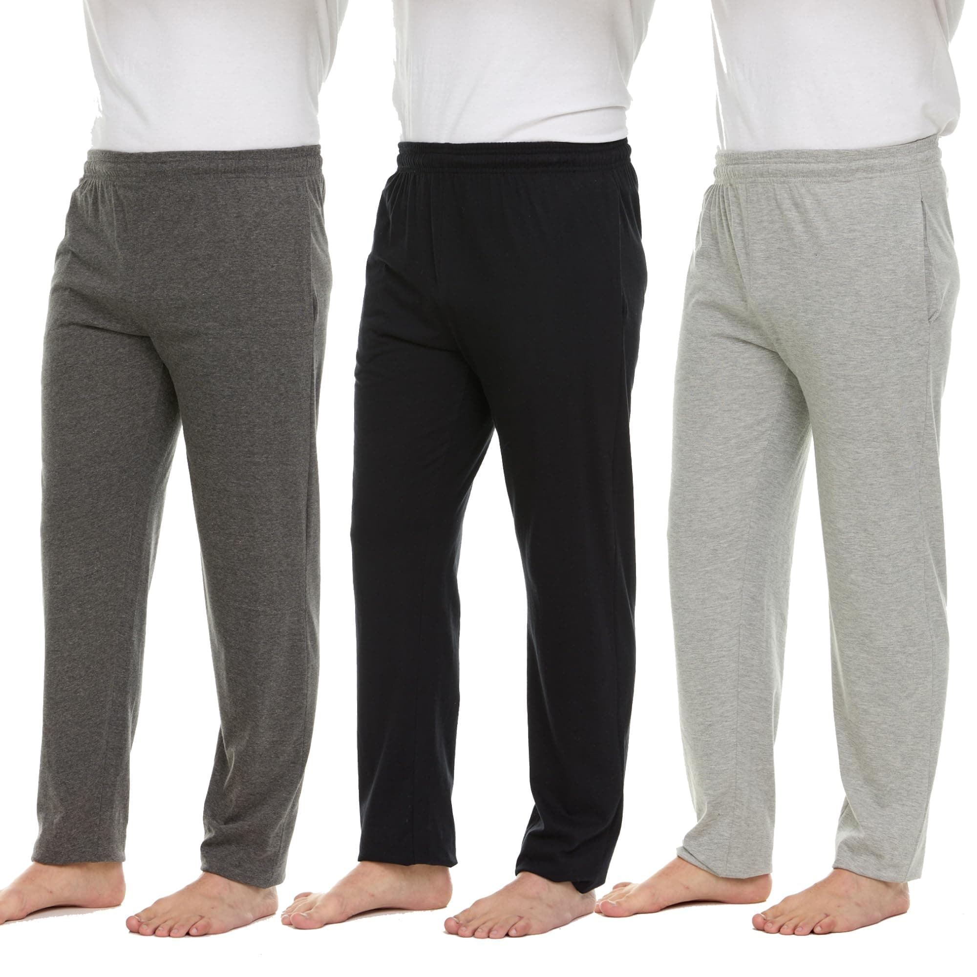Essential ElementsMen's 100% Cotton Jersey Active Lounge Sleep Pajama Pants for Men - 3 Pack