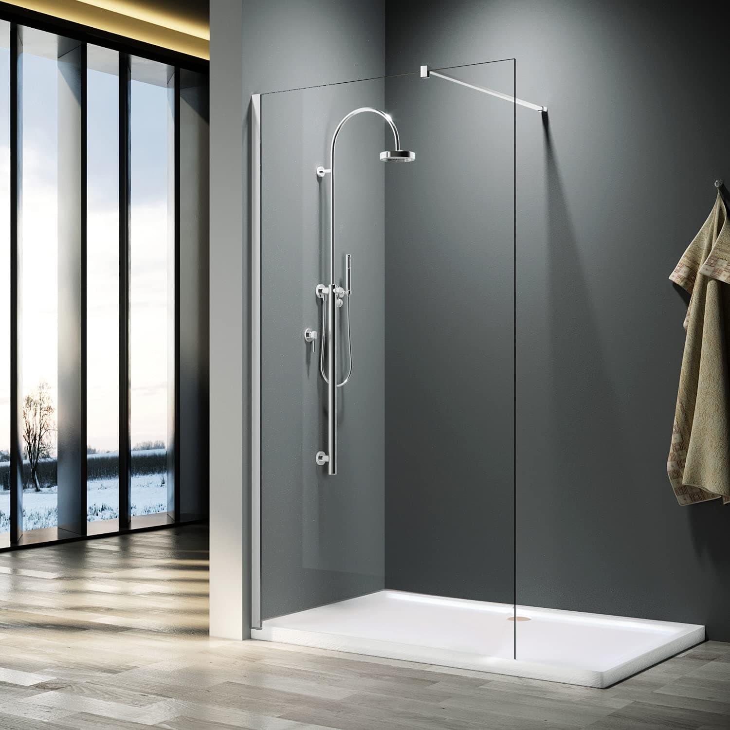 ELEGANT 1200mm Walk in Shower Enclosure 8mm Easy Clean Glass Wetroom Shower Screen Panel