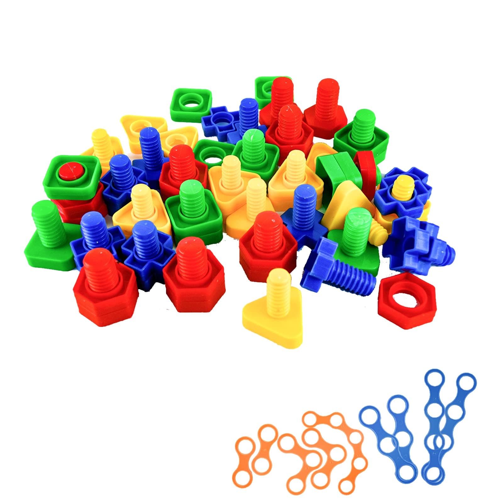 32 Pcs Shape Sorting Toy, Kikuo Colour Matching Shapes Nuts and Bolts Stacking Toys, Educational Sensory Screwing Toys for Kids, Non-Toxic Safe Materials Building Toys, Building Blocks for 1+ Year Old