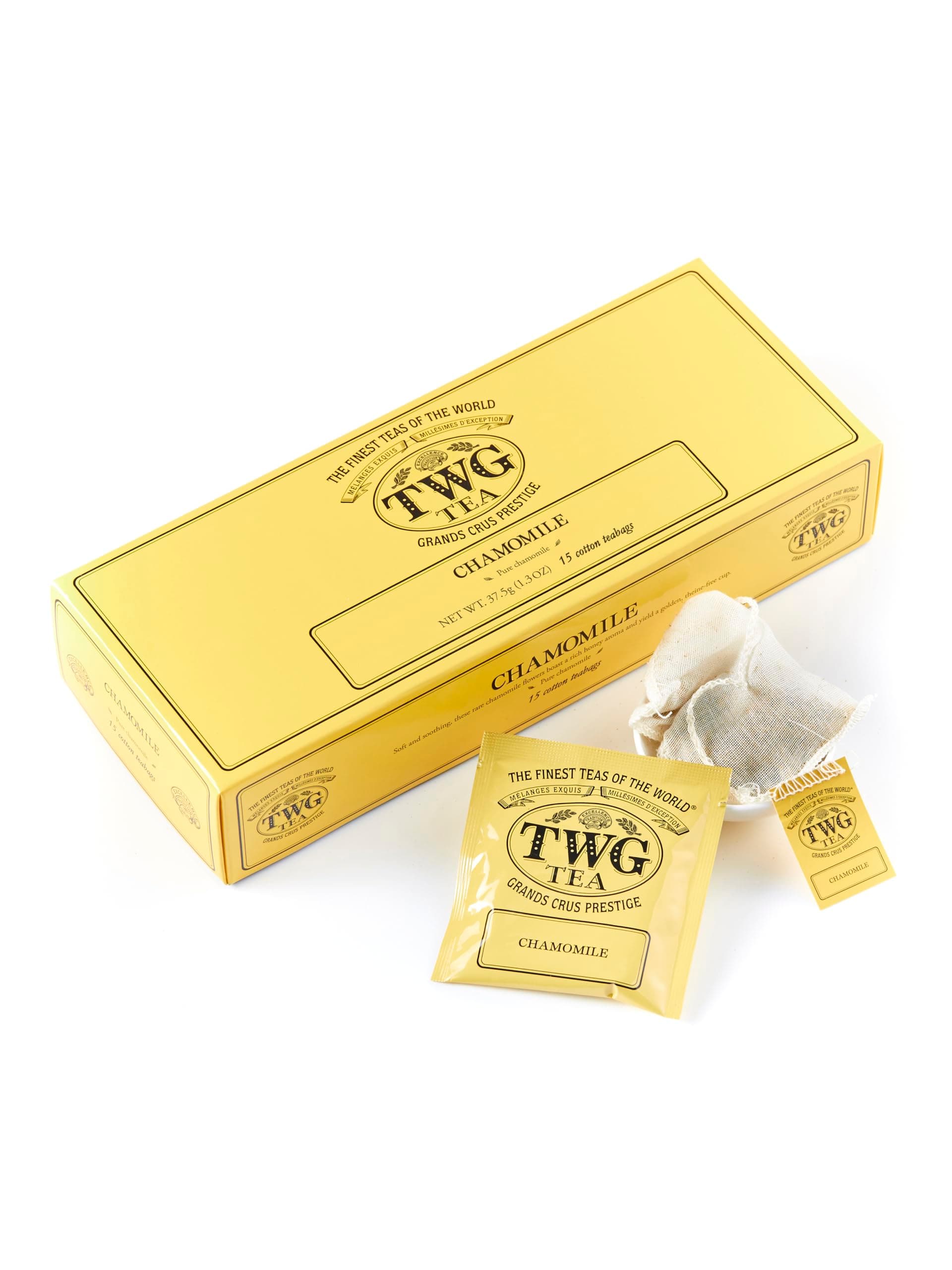 TWG Tea Caffeine-free Herbal Tea Chamomile, Tea Bags, Individually Wrapped, For Gift, Relaxation (0.1 oz (2.5 g) x 15 Packs)