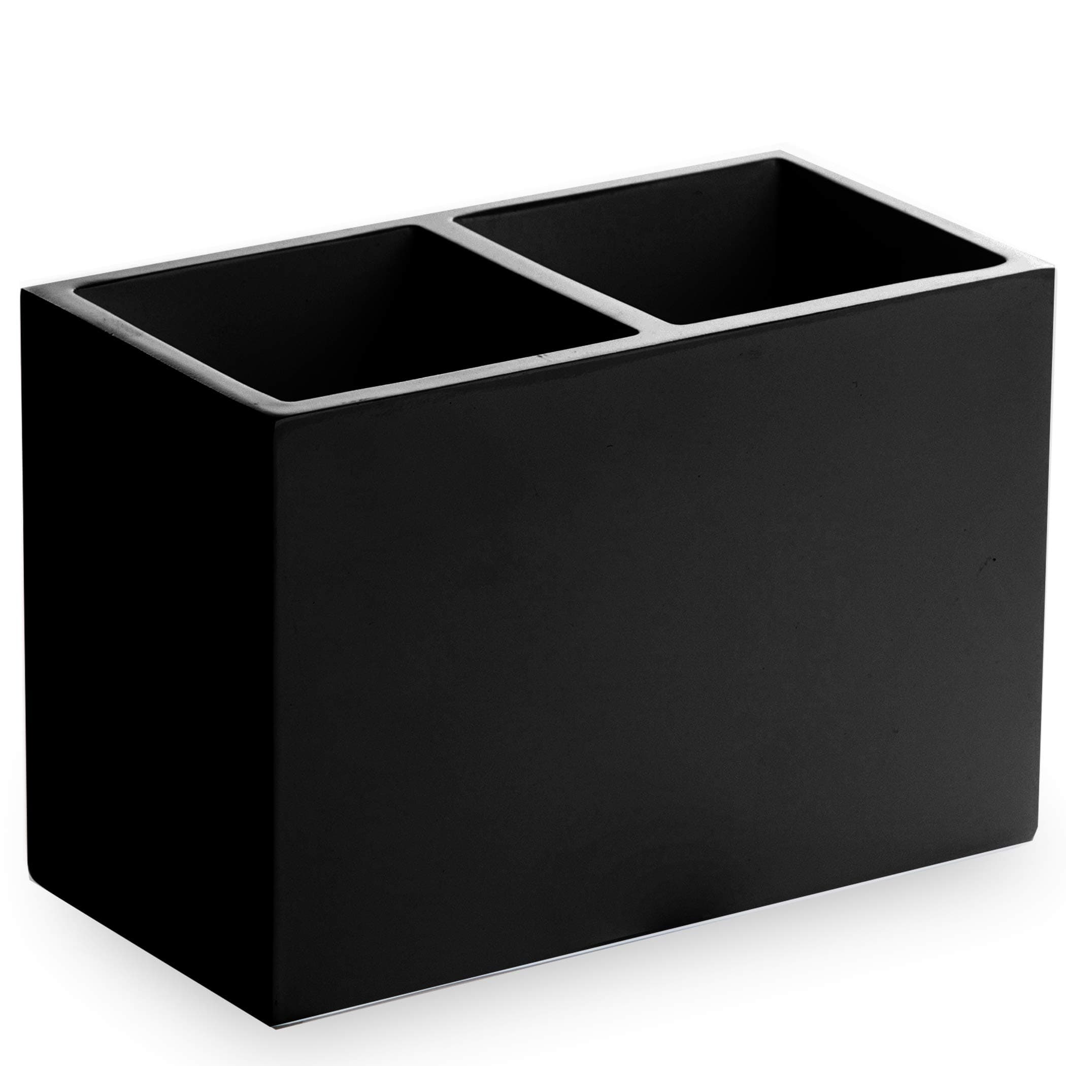 BINO Multi Purpose 2 Compartment Organizer, Matte Black - Makeup Brush Holder Makeup Brush Organizer Holder Makeup Holder Organizer Toothbrush Holder Marble Bathroom Accessories