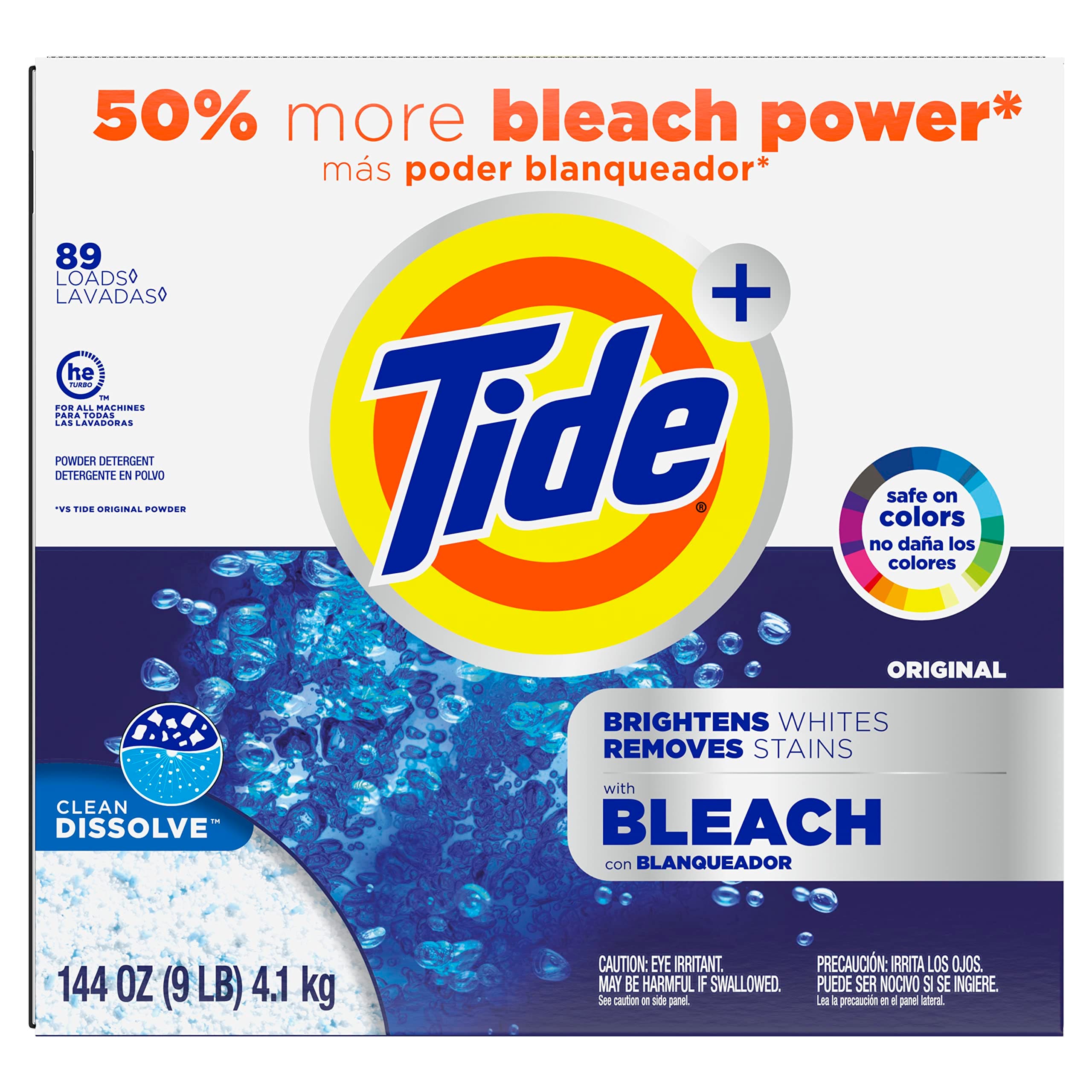 Laundry Detergent with Bleach, Original Scent, Powder, 144oz Box