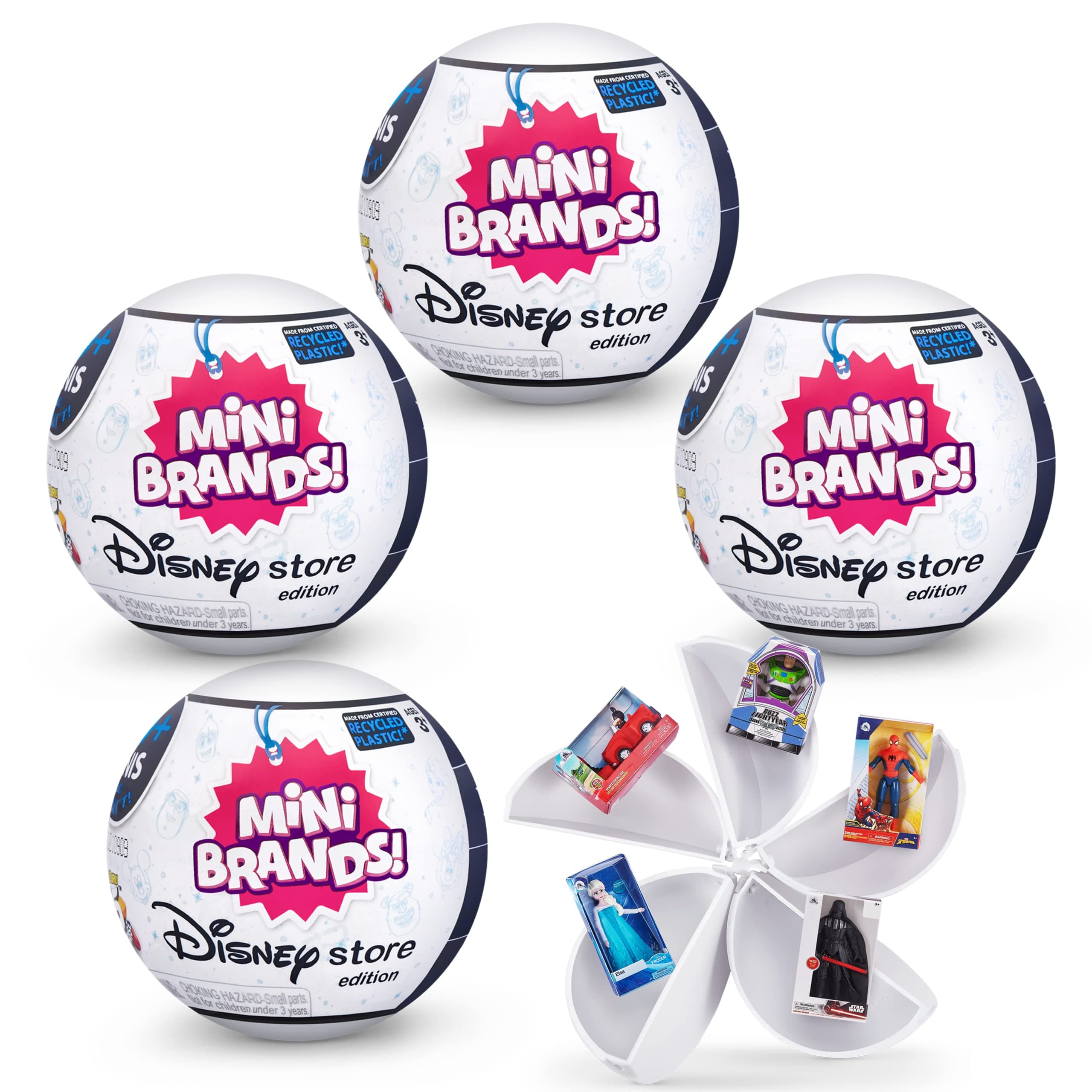 Mini Brands 5 Surprise Disney by ZURU (4 Pack) Amazon Exclusive Disney Store Edition, Mystery Capsule Real Miniature Brands Collectibles Toys for Kids, Teens, and Adults