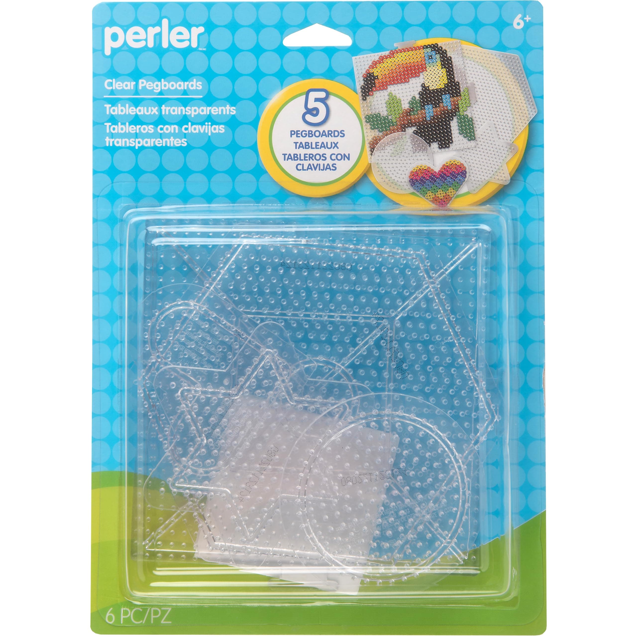 Beads Assorted Small and Large Pegboards for Kid's Crafts, 6 pcs