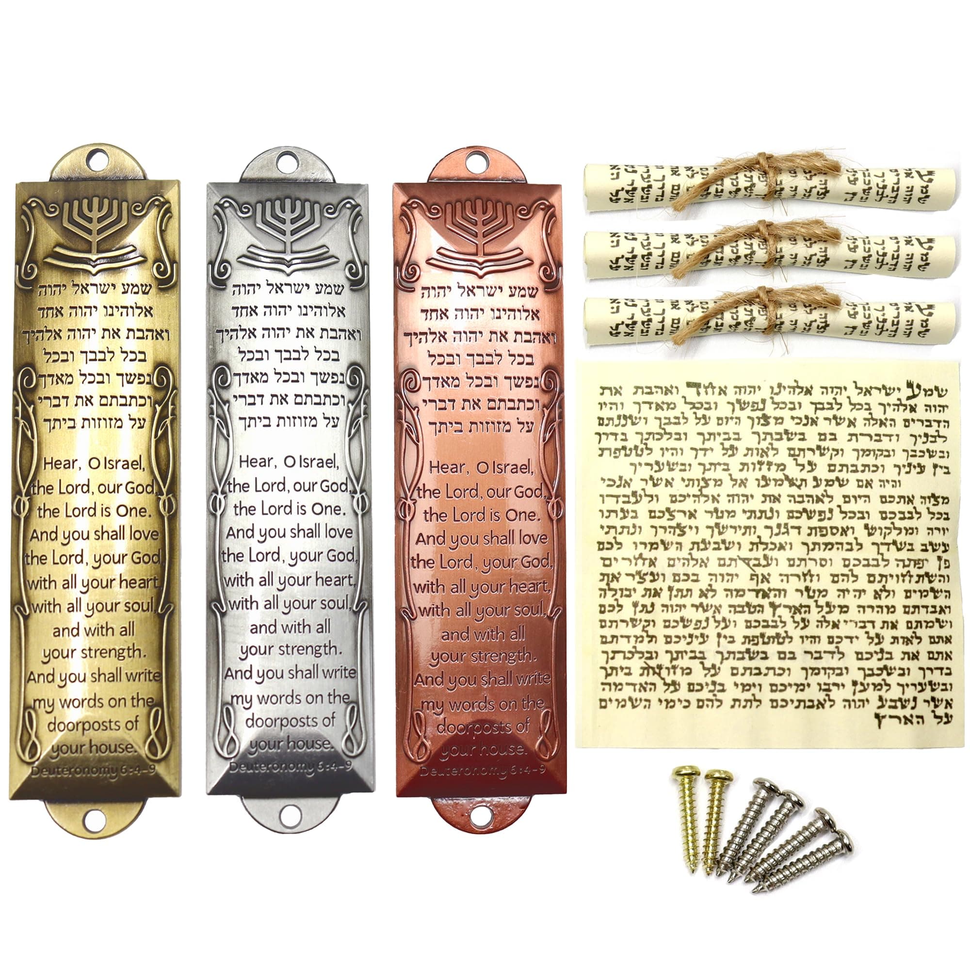 3-Pack Mezuzahs for Door with Scroll
