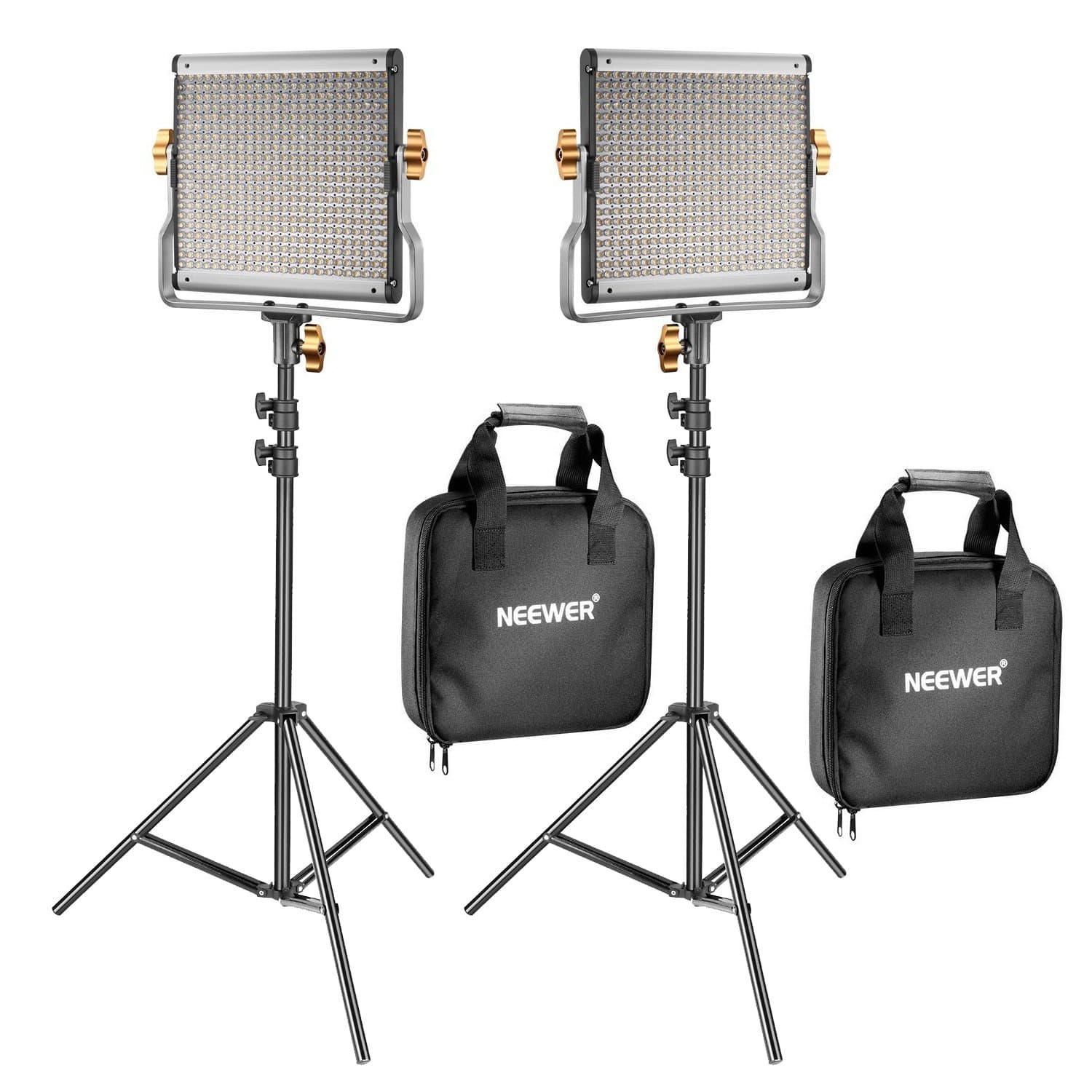 NEEWER 2 Pack Dimmable Bi-color 480 LED Video Light and Stand Lighting Kit Includes: 3200-5600K CRI 96+ LED Panel with U Bracket, 74.8 inches Light Stand for YouTube Studio Photography Video Shooting
