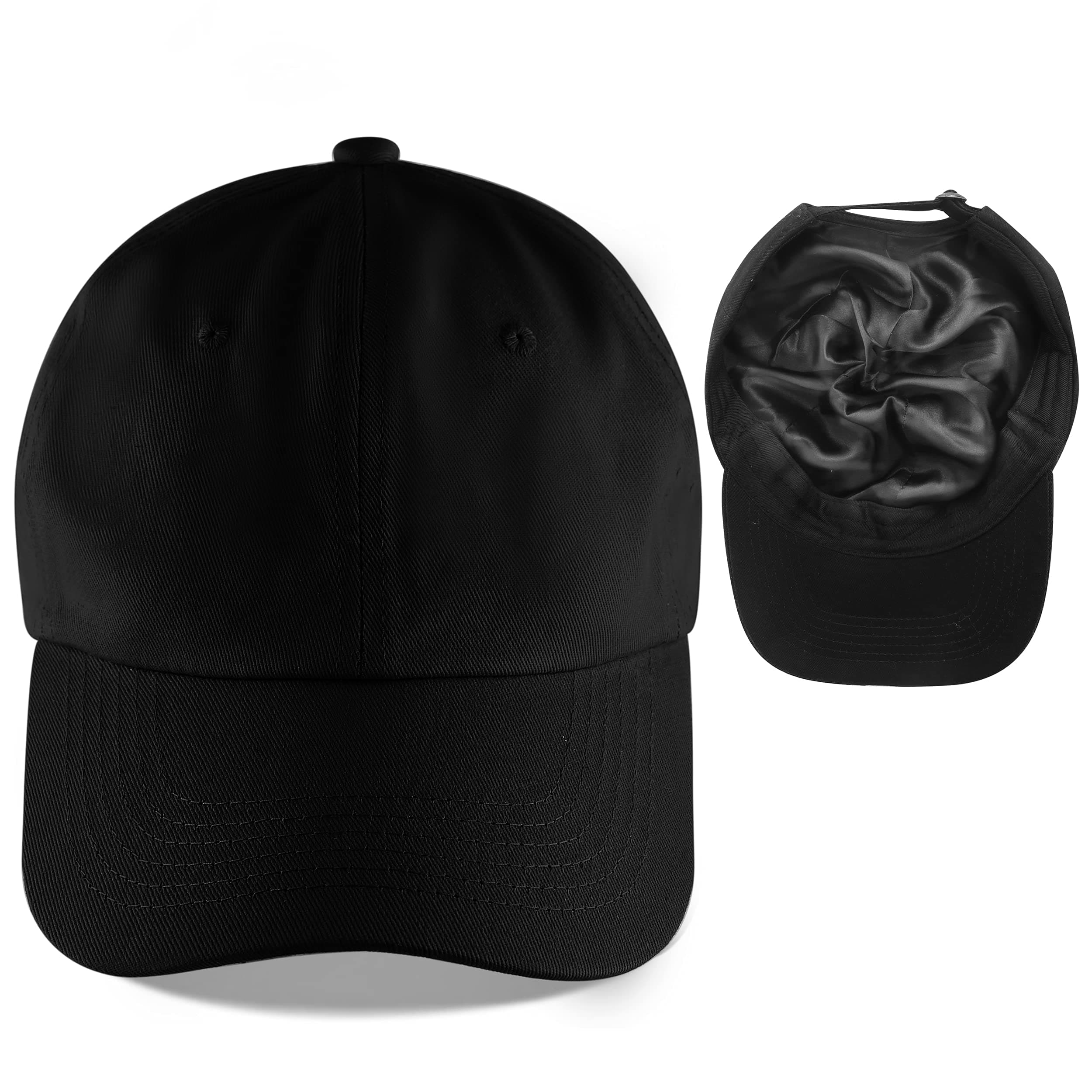 Leotruny Baseball Cap Satin Lined: Silk Lining Help Prevent Frizz Breakage - Sport Adjustable Hat for Women