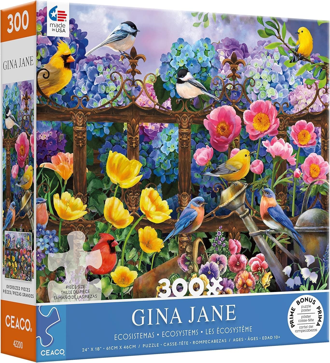 Ceaco - Gina Jane - Hydrangeas - Oversized 300 Piece Jigsaw Puzzle