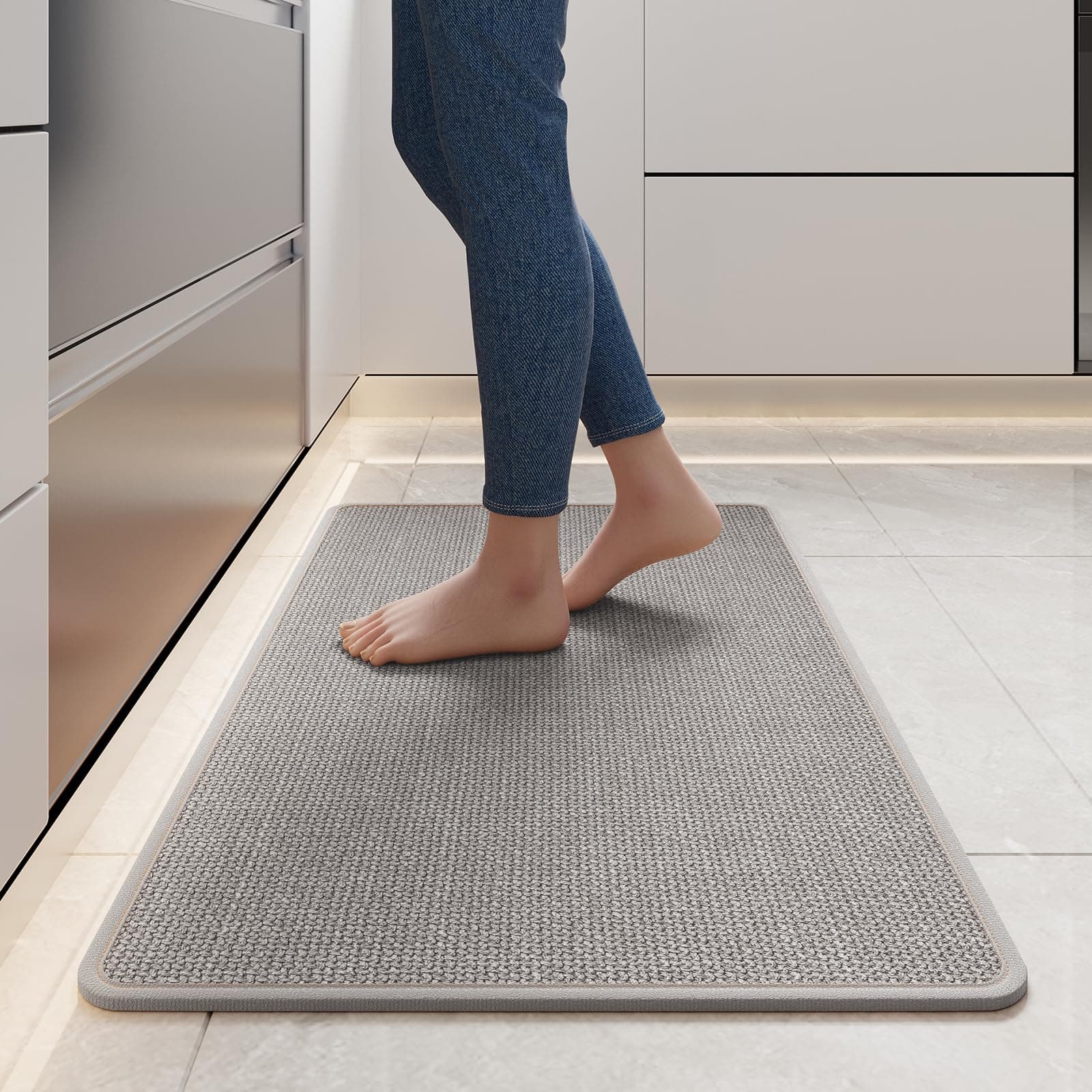 Water Absorbent Runner Rugs for Kitchen, Kitchen Mat in Front of Sink, Oil Absorbent Kitchen Mats for Floor,Non-Slip Kitchen Rugs,Durable Kitchen Mats,17x30 Gray Kitchen Rugs,