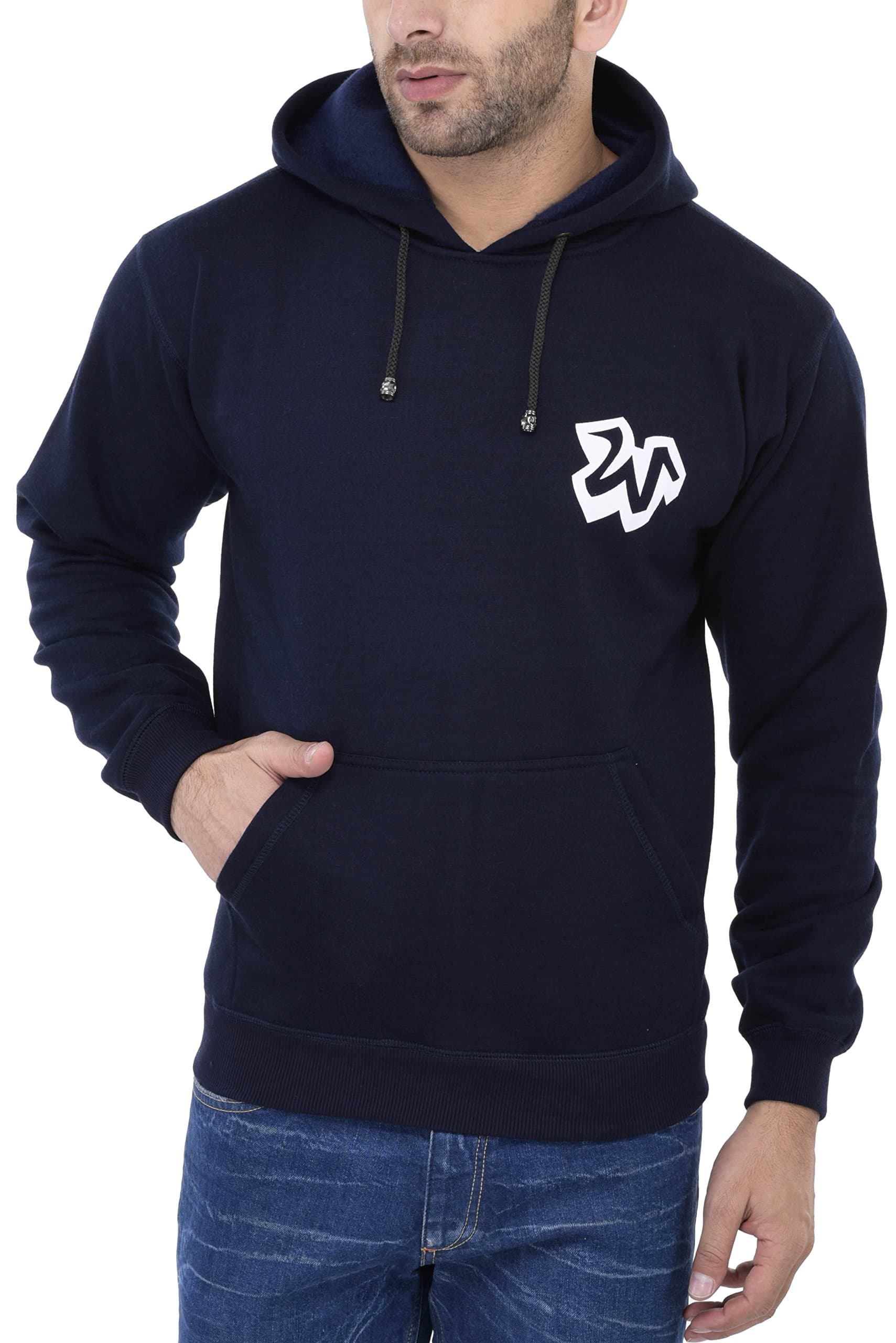 WeardoBlue Hooded Sweatshirt with 'W' Print