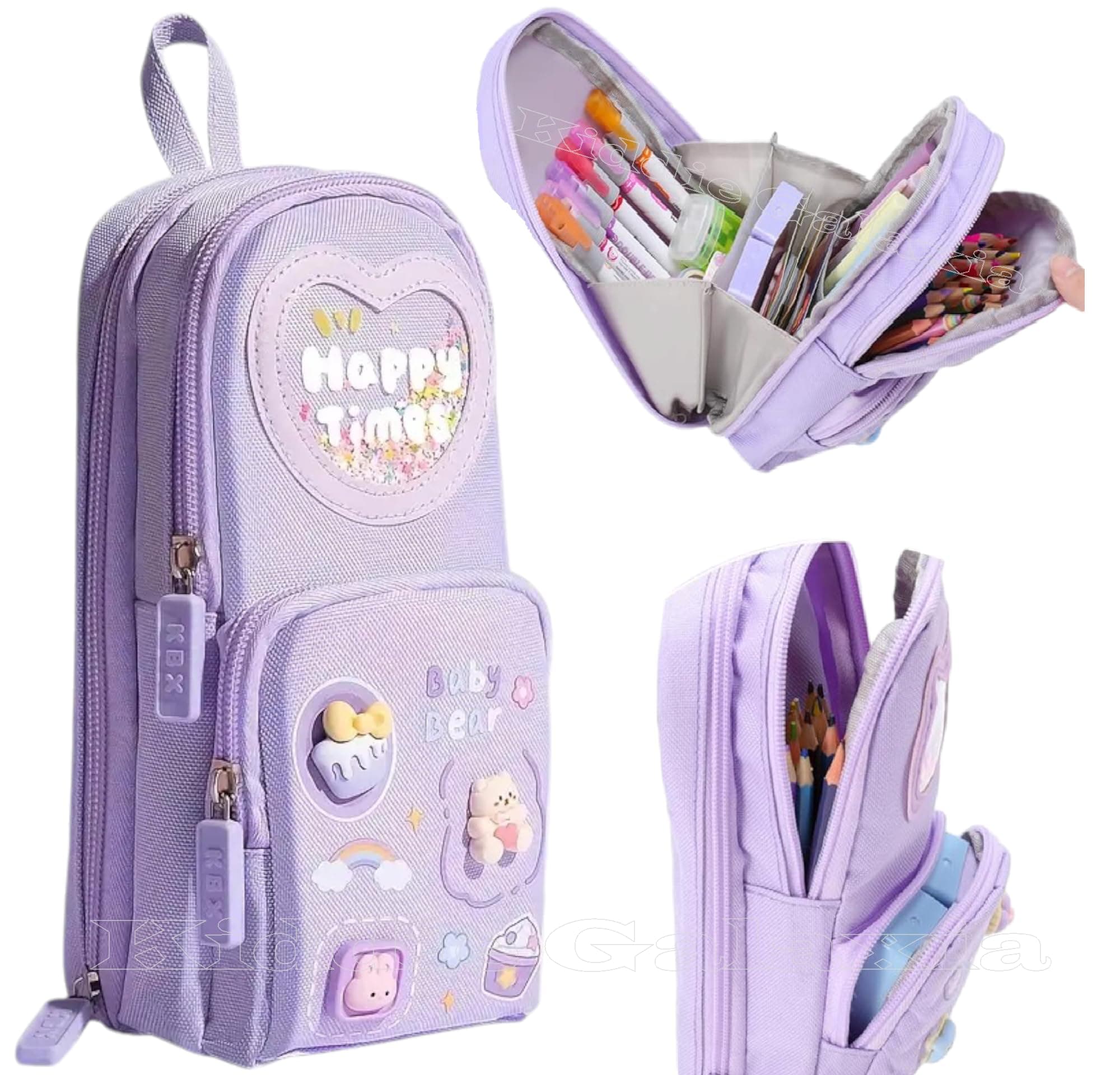 Kiddie Galaxia Canvas Premium Pencil Case 6 Layer with 3 Compartment Cute Aesthetic Pencil Case for Girls Large Capacity Pencil Pouch for School Kids Cute Stationary Gift, Multicolour