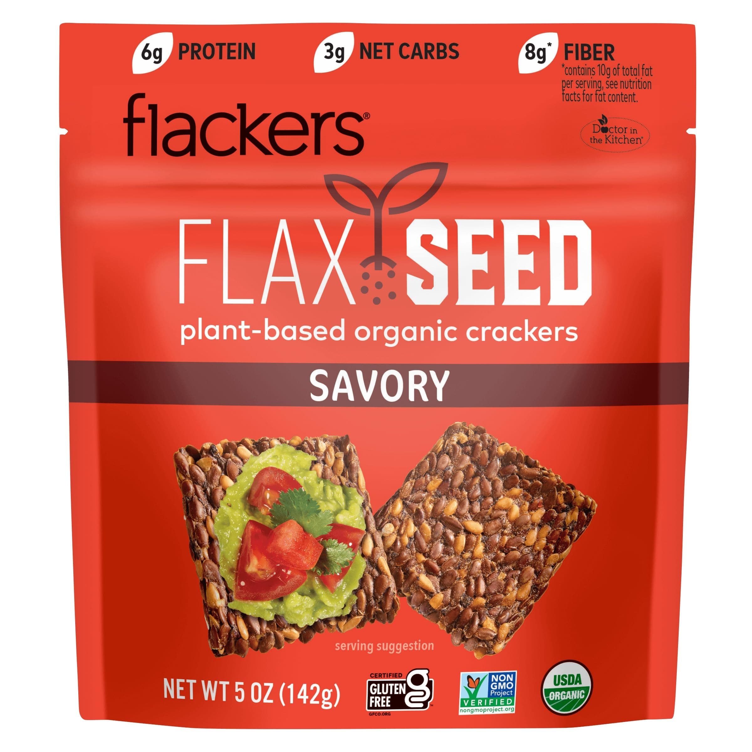 Doctor In The Kitchen Savory Flackers, 5 Ounce - 12 per case.USDA Organic
