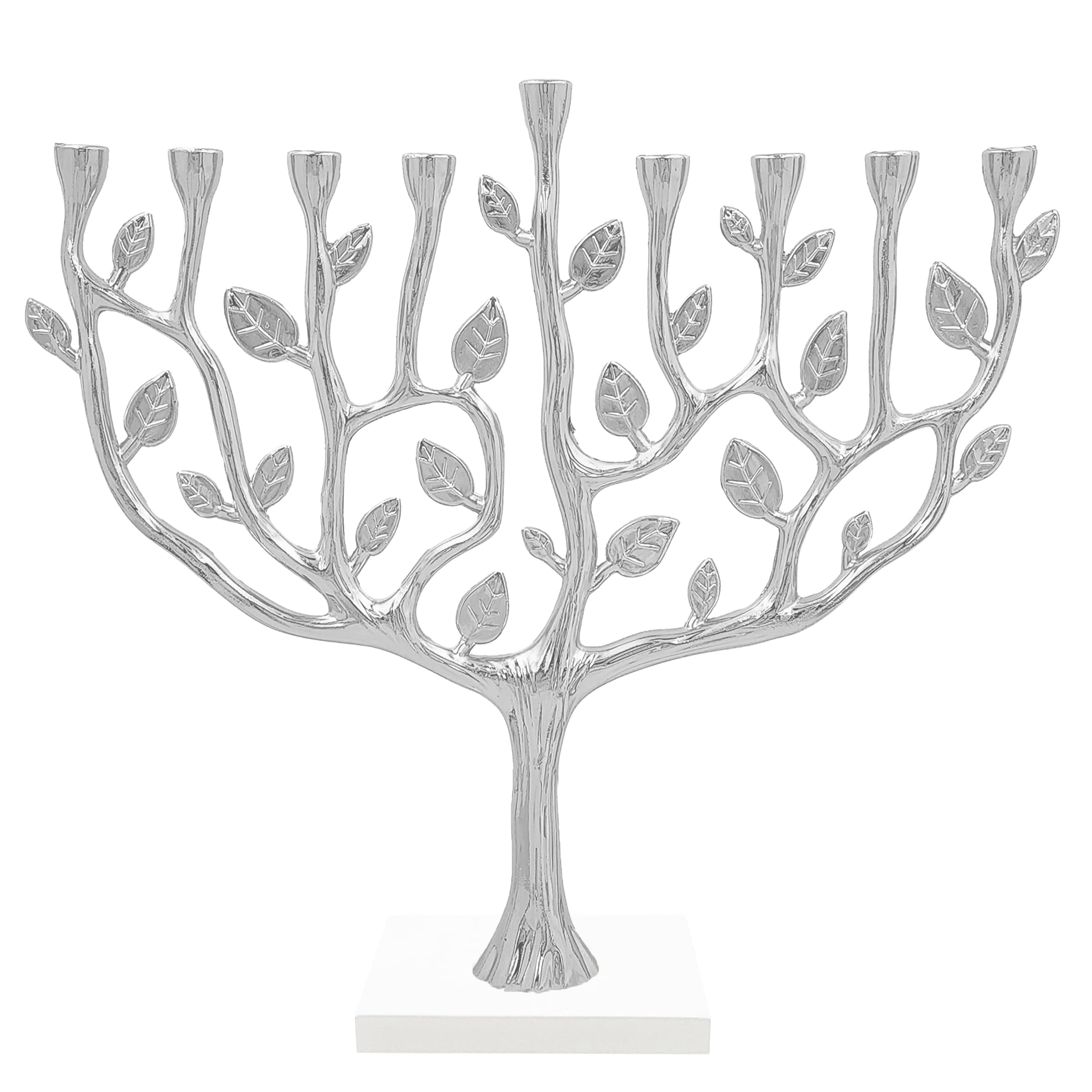 Menorah Tree of Life Stone Base (Silver)
