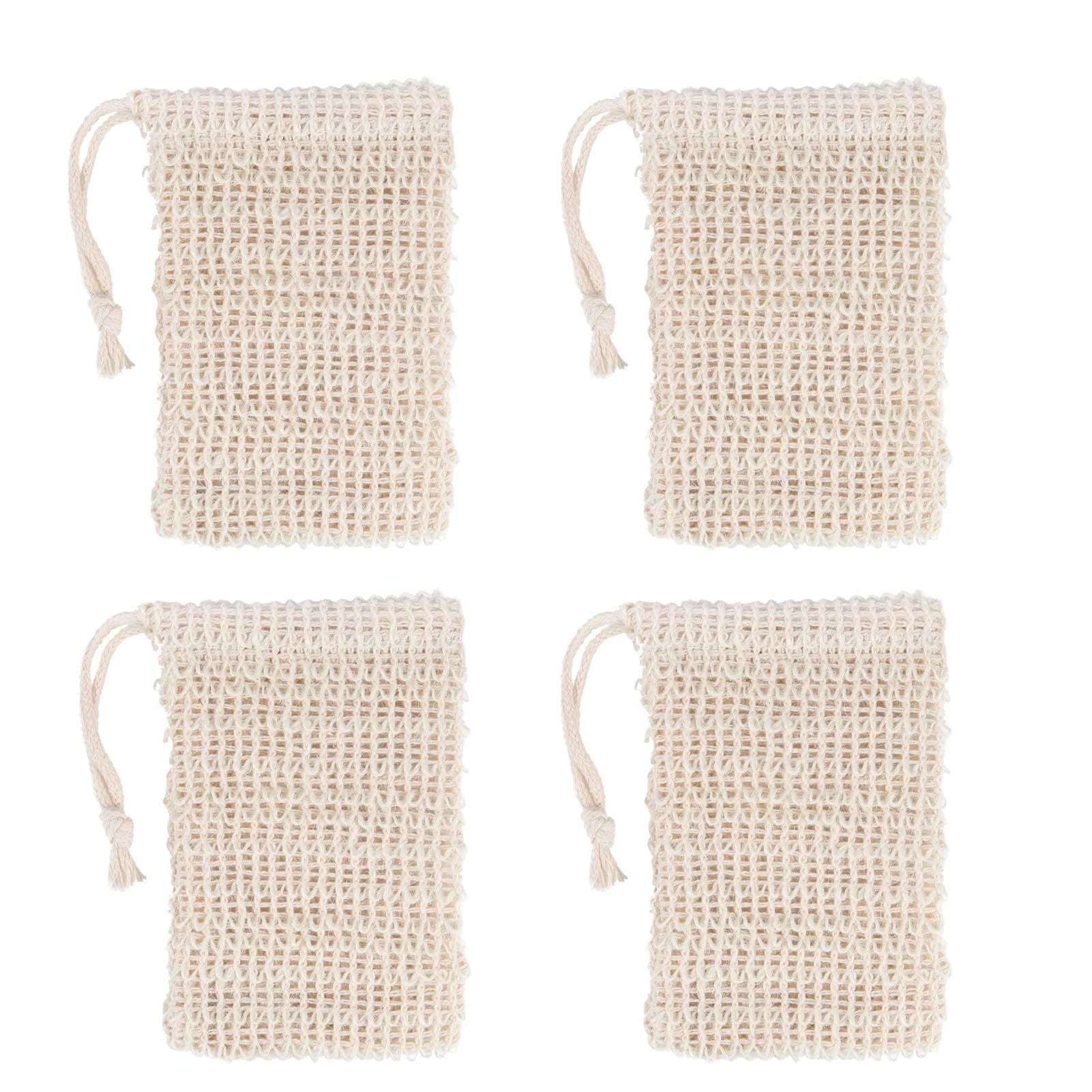 Siumir Sisal Soap Bag with Drawstring Natural Soap Pack Soap Saver Pouch for Foaming, Drying Soaps, Exfoliation, Massage - 2 PCS
