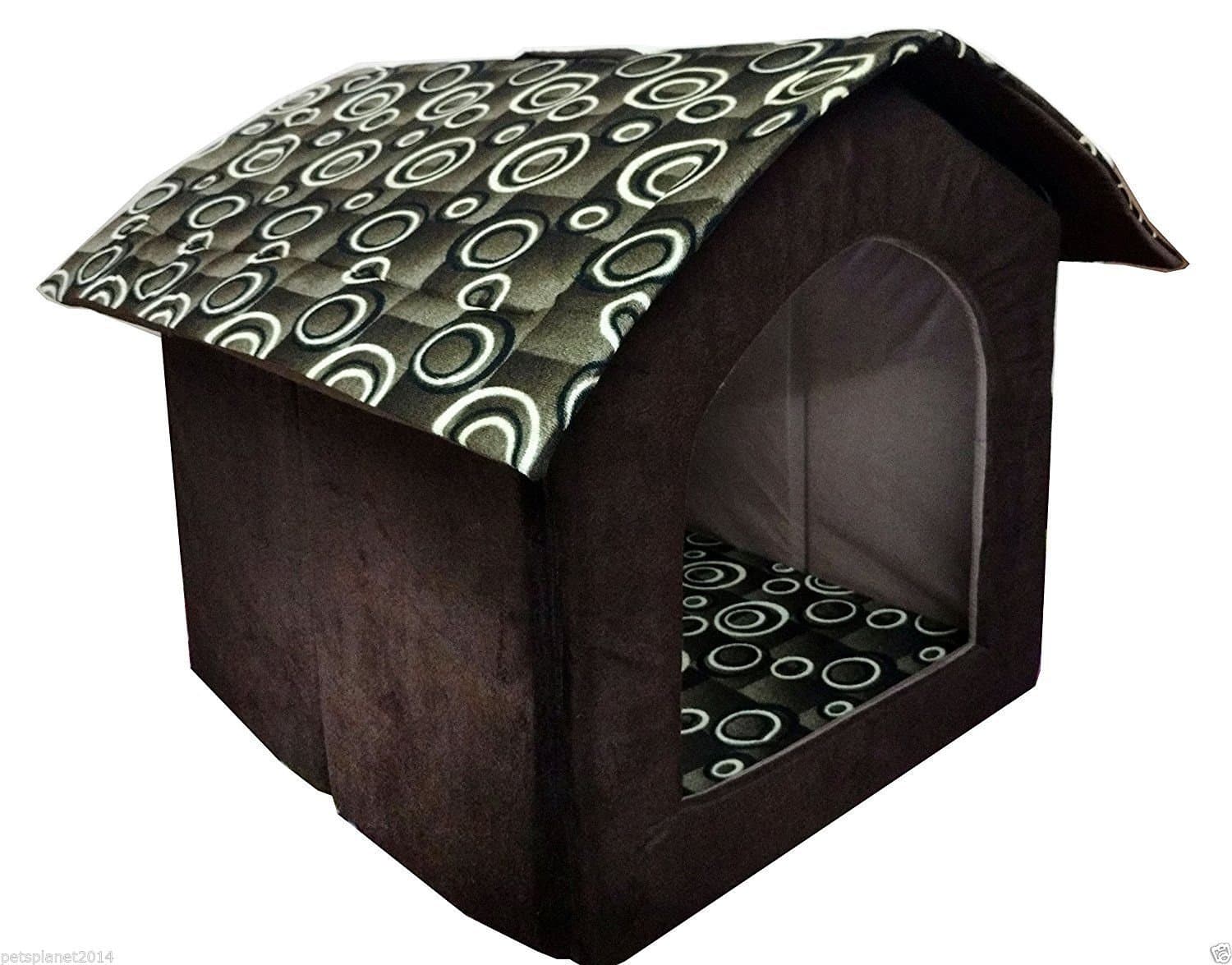 Ocean Wave Fabric Dog House Hut Shape for Medium Size Dogs