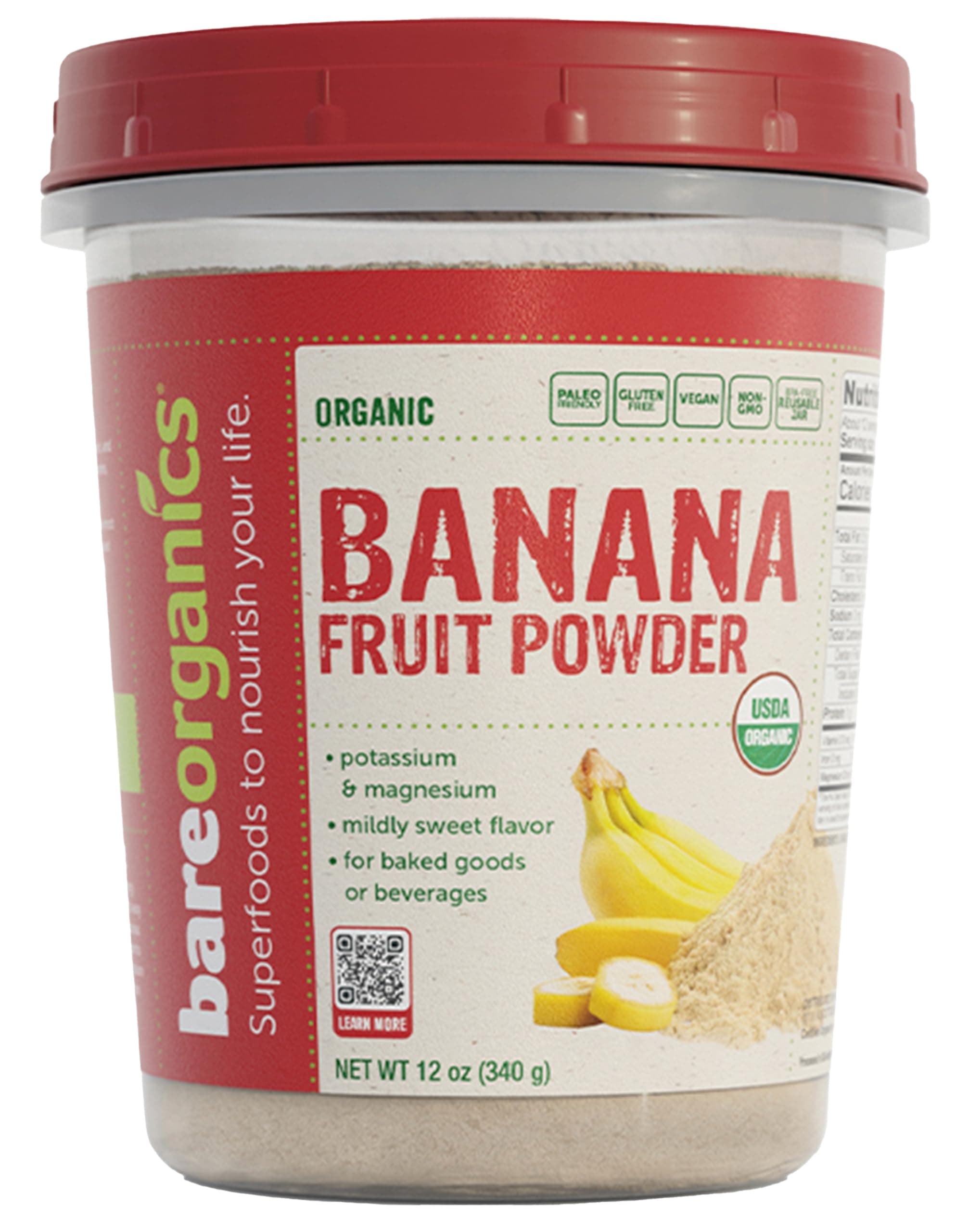BareOrganics BANANA FRUIT POWDER, 12 oz