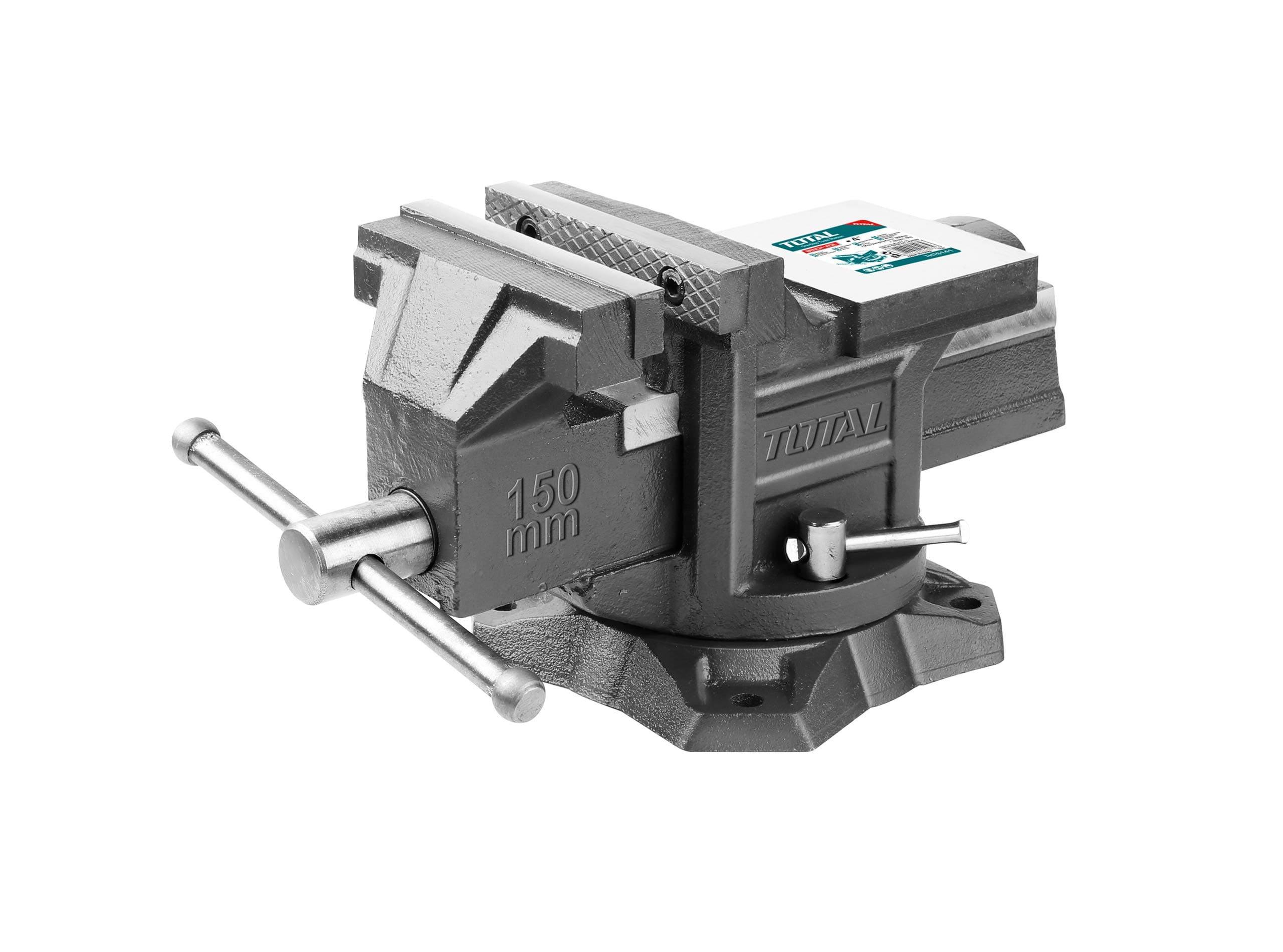 MR LIGHT TOTAL Bench Vice Ductile Cast Iron, 360 Degree, Max Clamping Force 1600KGS (150 mm/6 Inch, Silver)