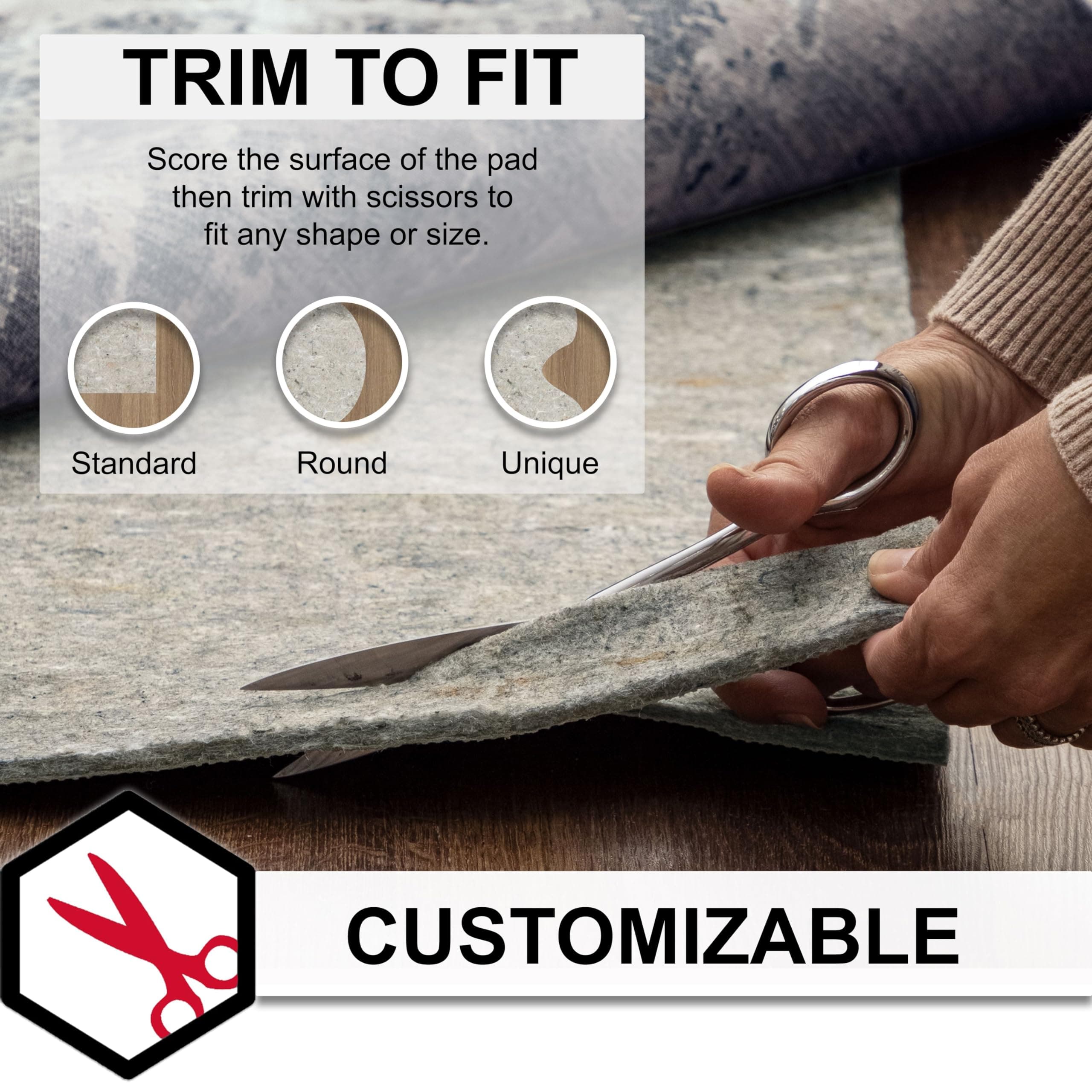 Mohawk Home 7' x 9' Non Slip Rug Pad - 1/2 Thick Dual Surface Felt + Rubber Gripper - Safe for All Floors