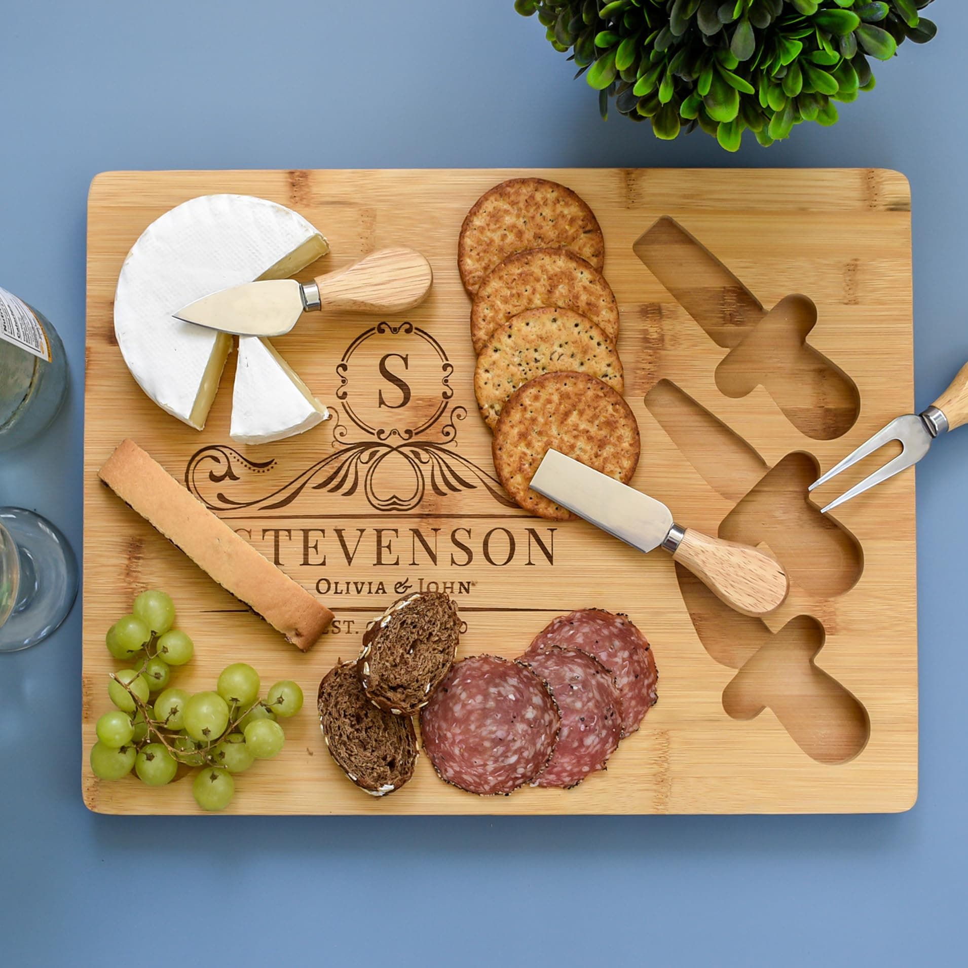 Personalized Charcuterie Board Gift Set - Custom Engraved Cheese Board - Best Present Idea for Wedding, Anniversary, Housewarming, Christmas, or Bridal Shower Gifts - 11 Designs