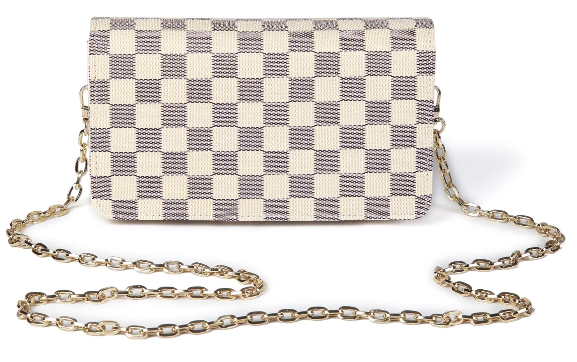 Checkered Cross body bag - RFID Blocking with Credit Card slots clutch -PU Vegan Leather