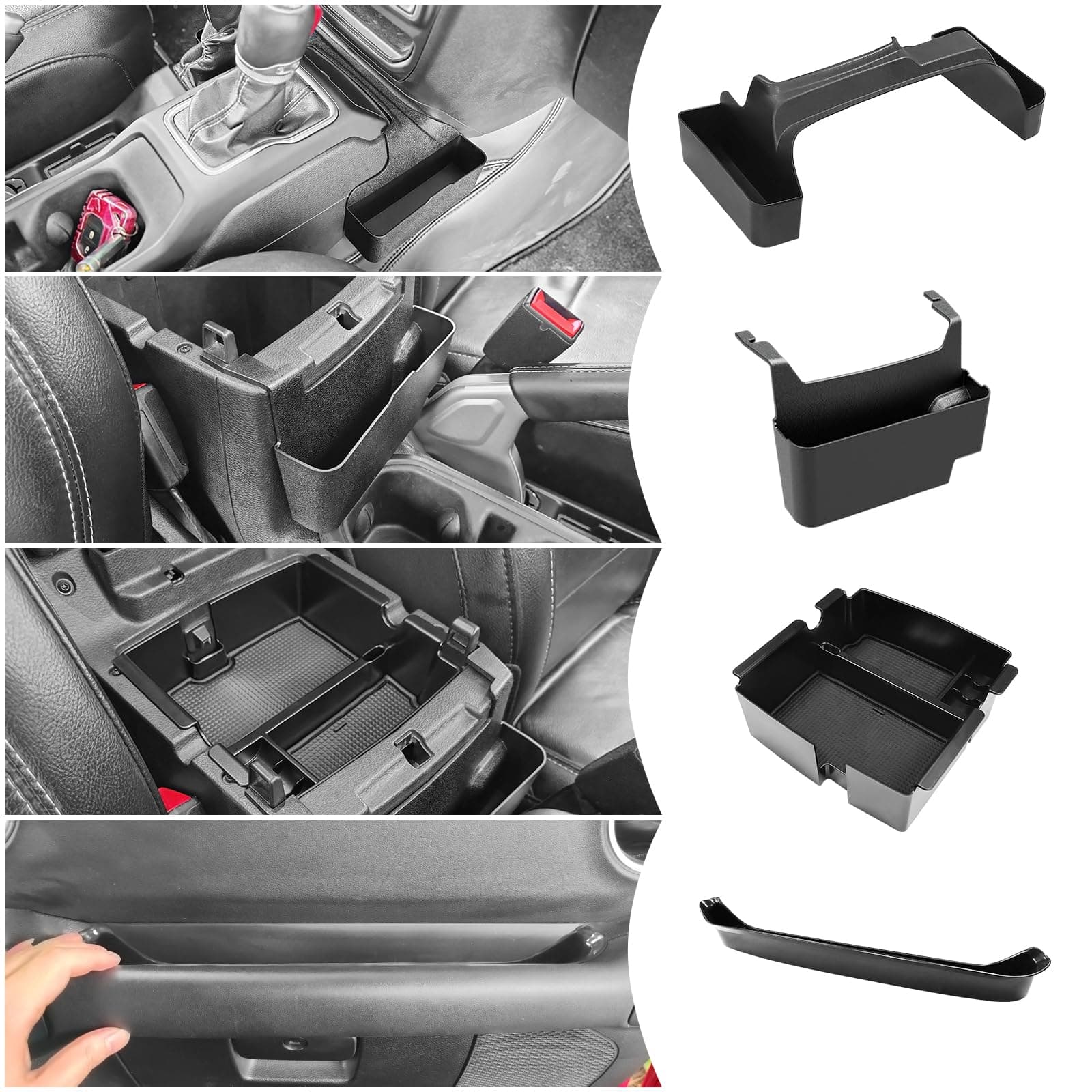 Upgraded 4 Pcs Center Console Organizer Combo Kit Interior Accessories Storage Box Para for 2018 2019 2020 2021 2022 2023 Jeep Wrangler JL JLU and Jeep Gladiator JT JTU,Gear Shift Tray Organizer