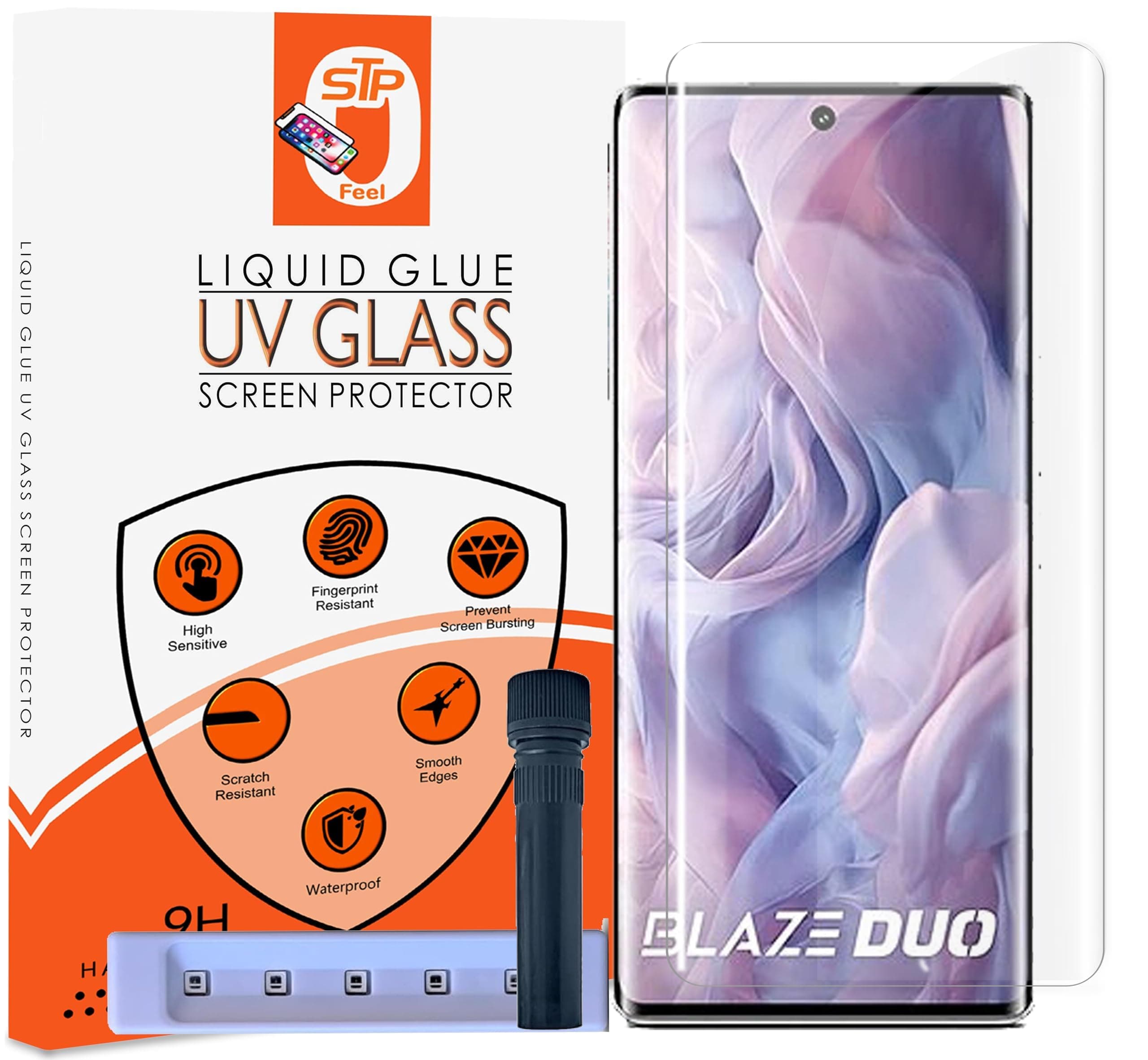 STP FEEL® UV HD+ Tempered Glass Screen Protector Guard Compatible For Lava Blaze Duo 5G (6.67 Inch, Pack of 1) Full Adhesive UV Curved Case Friendly HD Clarity