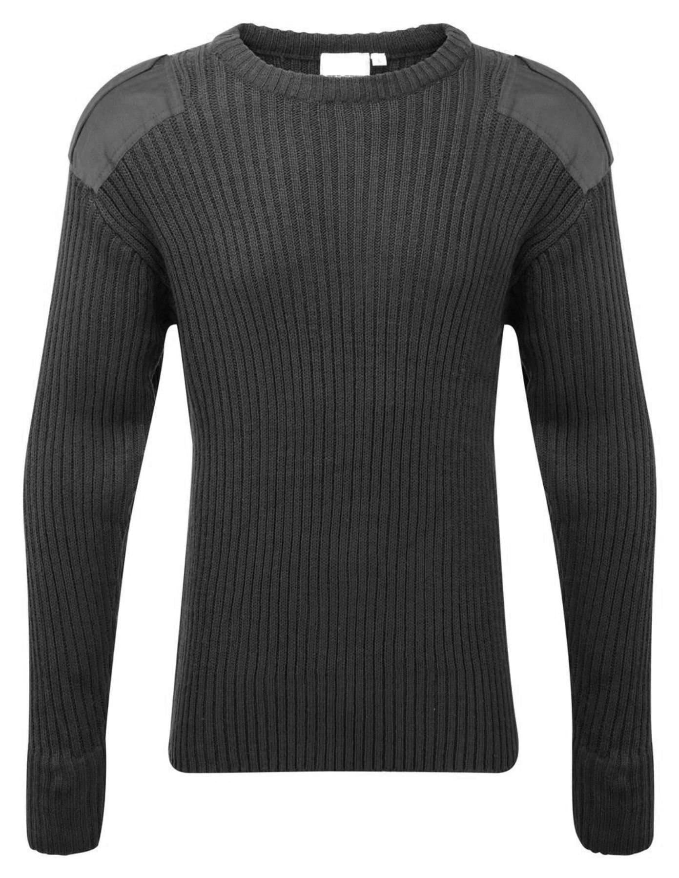 WetplayAdults Crew Neck Military Army Security Pullover Jumper Commando Sweater Police MOD NATO SAS Knitted with Patches Black Navy Blue Olive Green