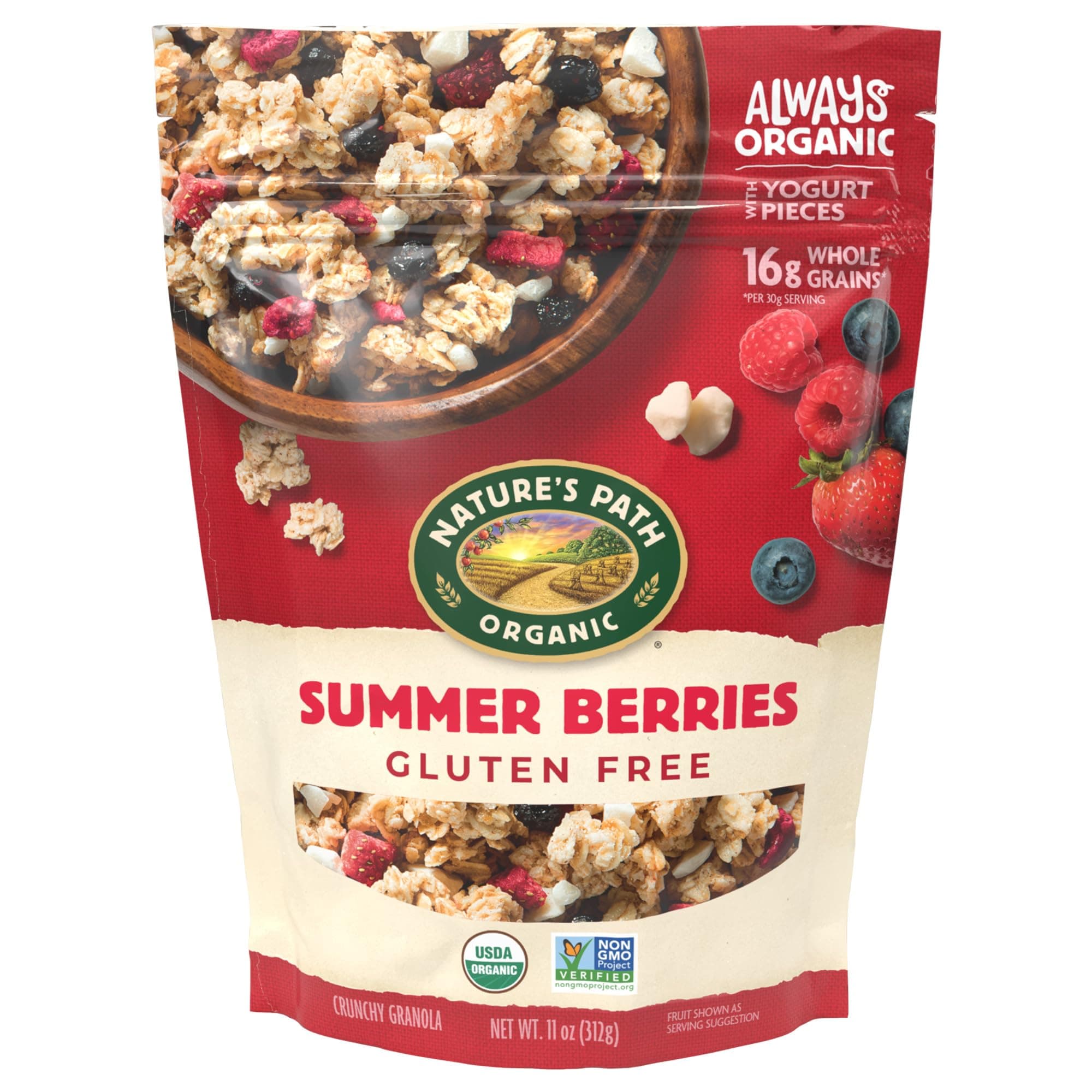 Organic Summer Berries Granola, 11 oz (Pack of 8), Gluten Free, Non-GMO