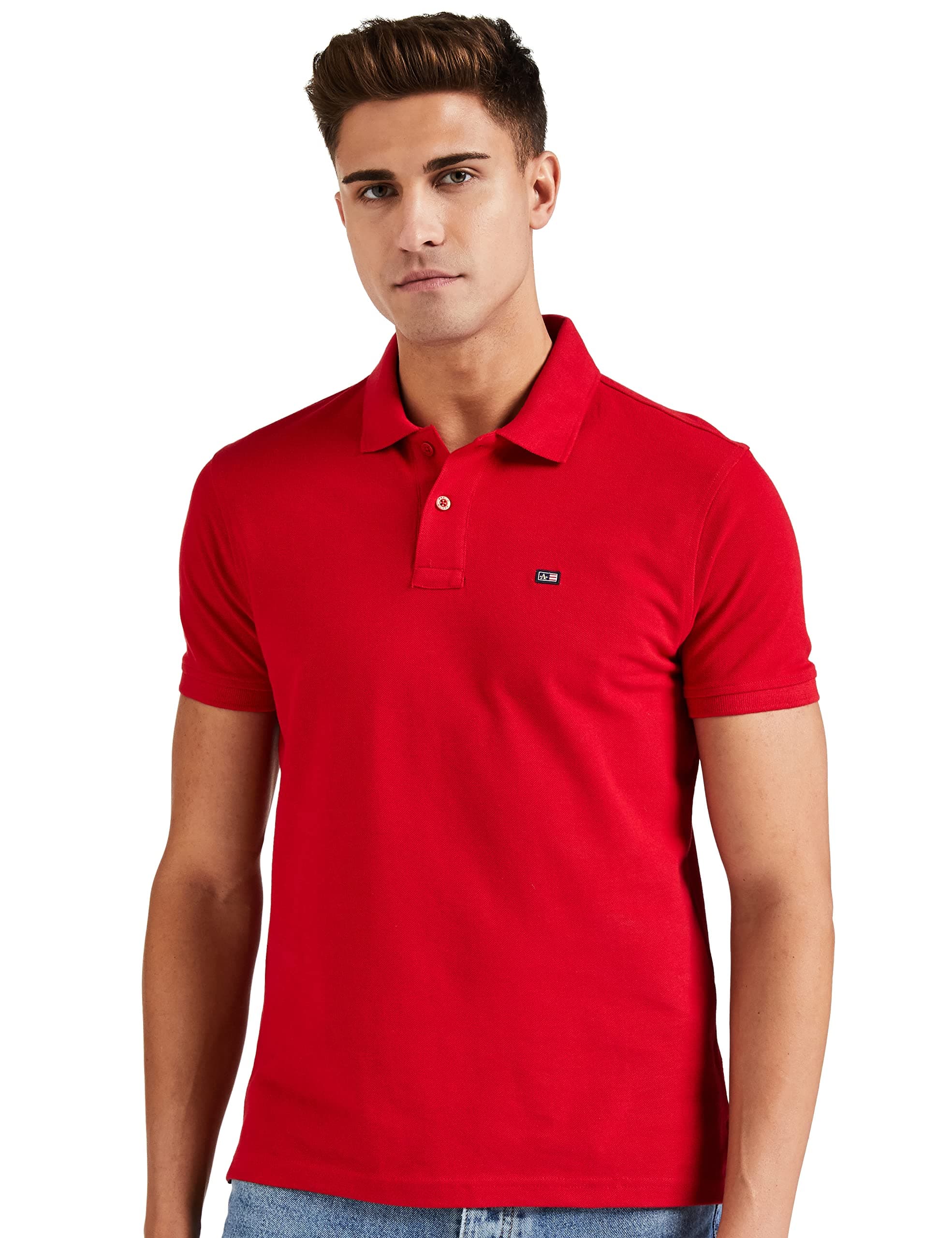 Arrow Men's Solid Short Sleeve Regular Fit Cotton Polo T-Shirt