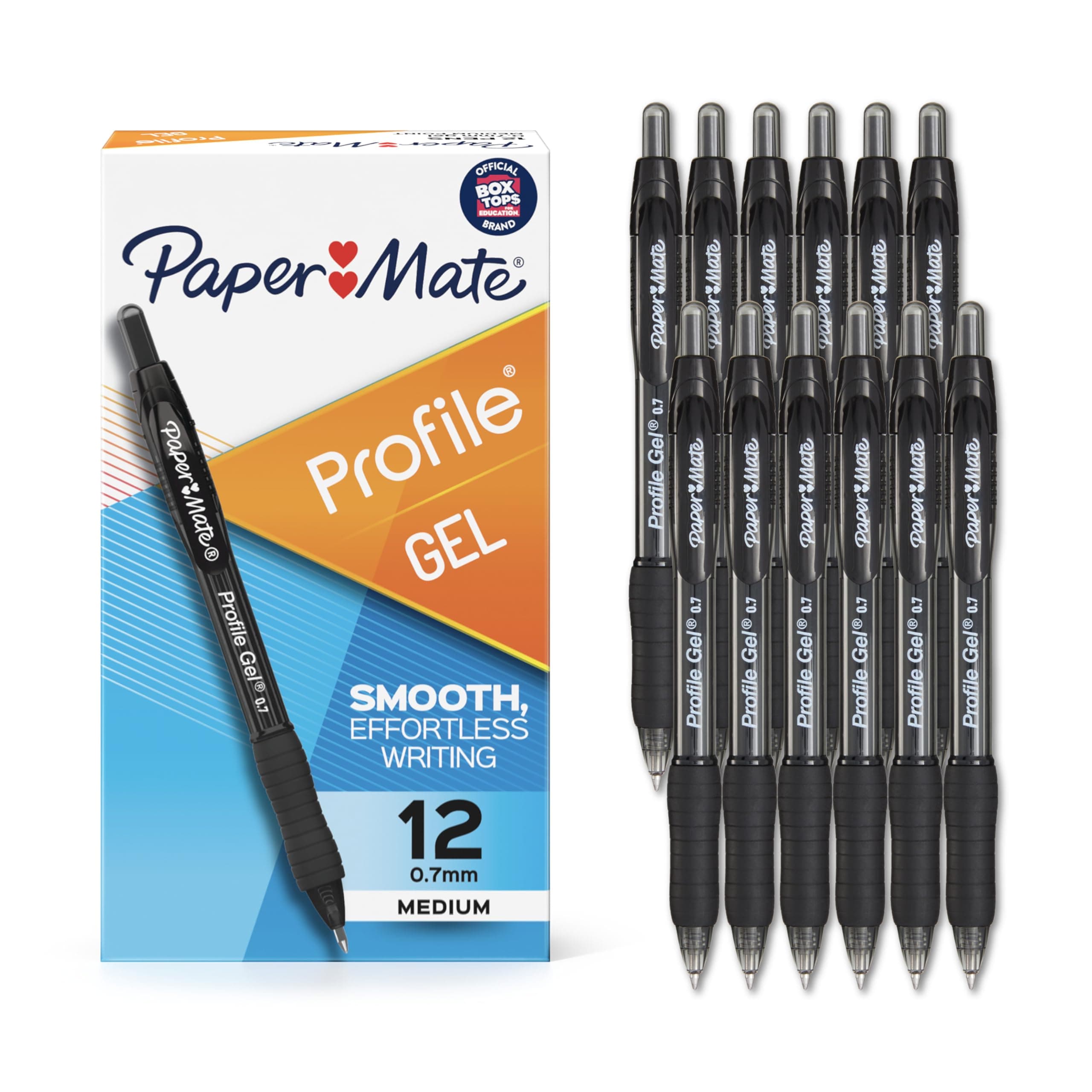 Profile Gel Pens, Retractable, Medium Point (0.7mm), Black Ink, 12 Count - Office Supplies, Writing, Note-Taking