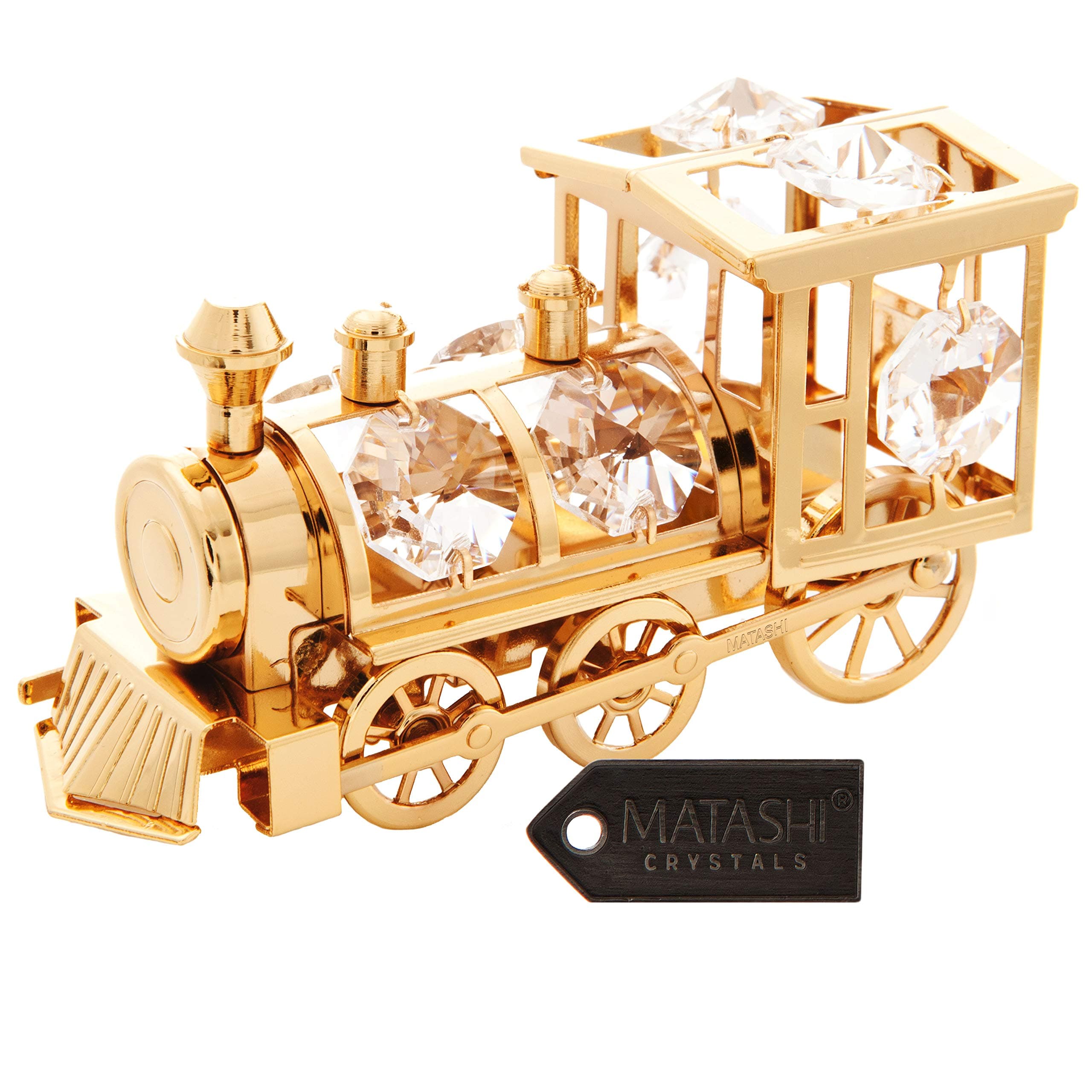 MatashiGold Plated Train Ornament with Genuine Crystals