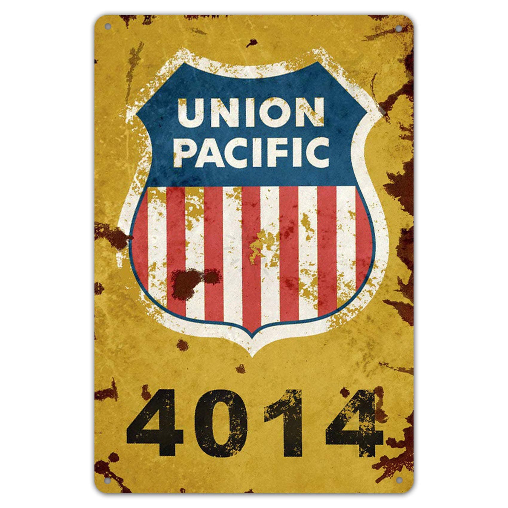 Ylens Union Pacific Railway Logo Train Railroad Rustic Retro Wall Decor Metal Tin Sign 8x12in
