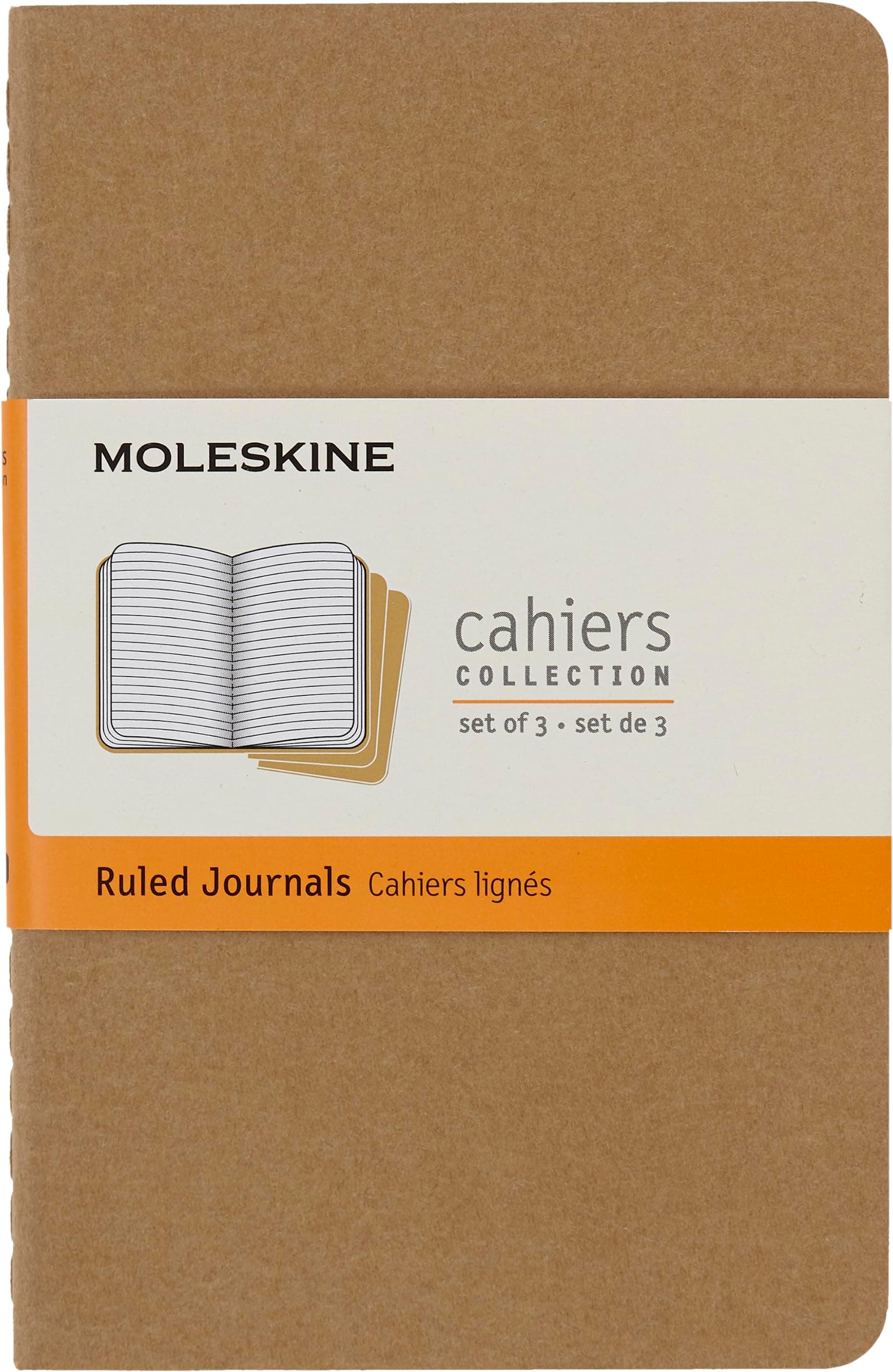 Cahier Journal, Soft Cover, Large (5.5" x 3.5" (M)) Ruled/Lined, Black, 80 Pages (Set of 3)