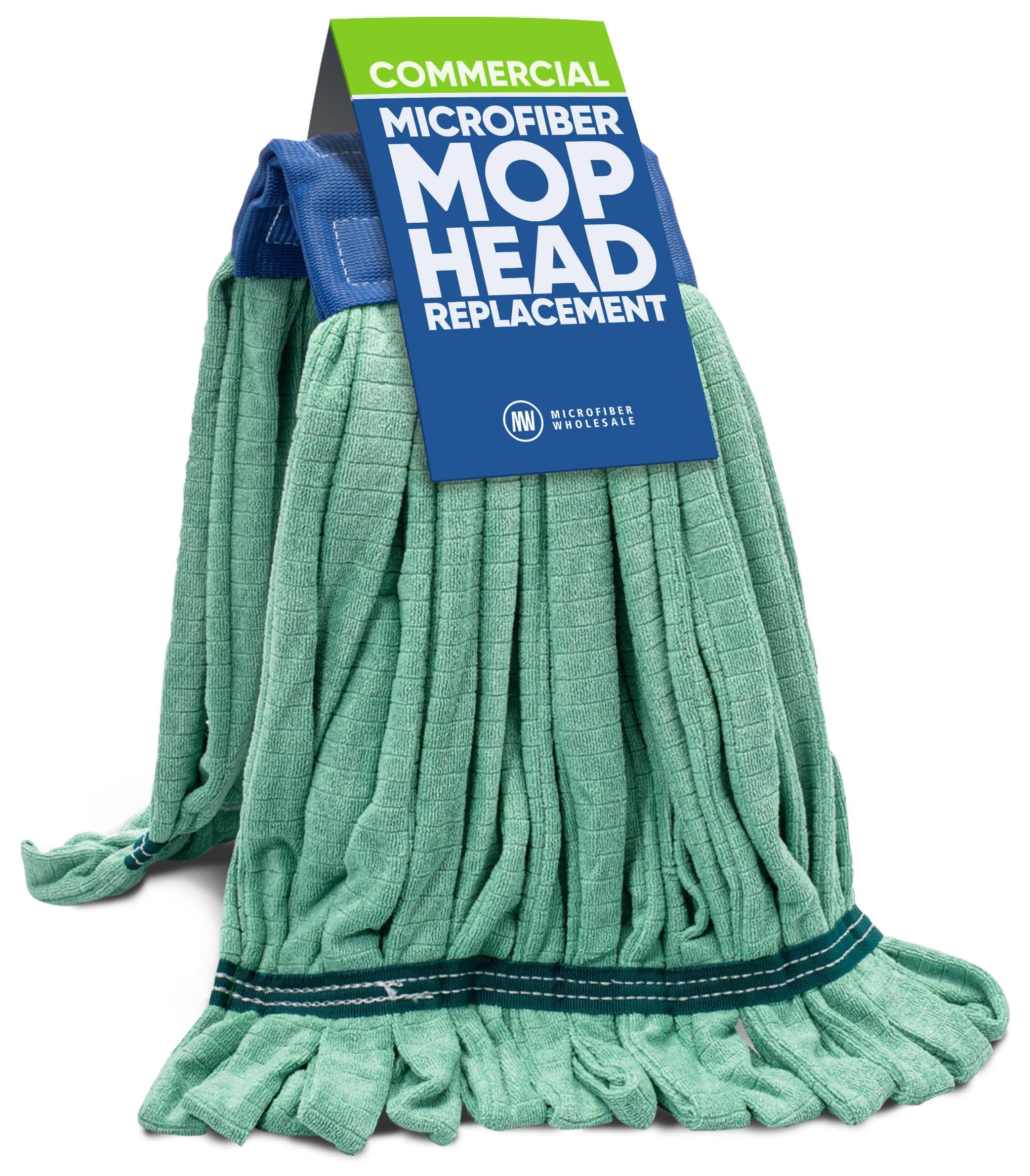 Commercial Mop Head Replacement – 1 Pack Large Green Microfiber Tube Mop (18 oz.) | Industrial Wet Mops | Washable Refill, Reusable, Heavy Duty, Looped End Mopheads | Hardwood, Concrete