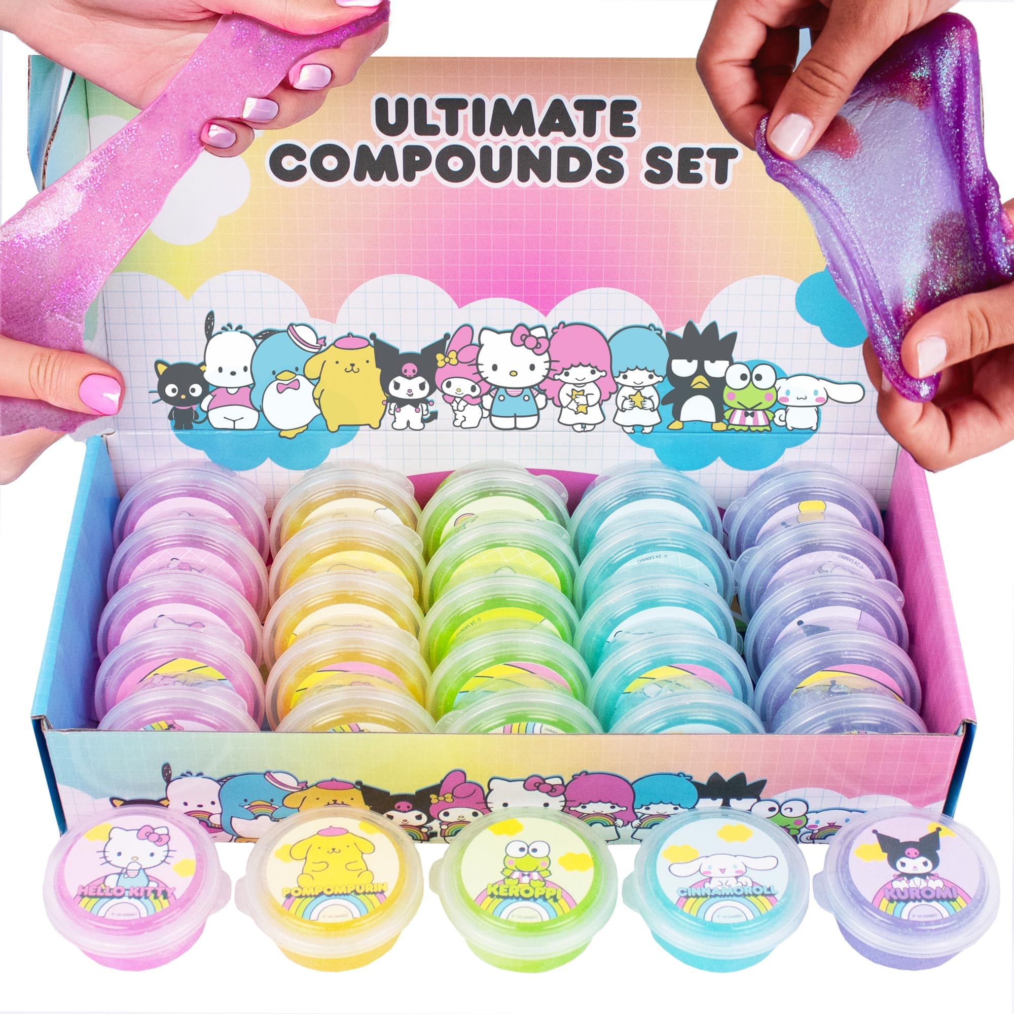 Hello Kitty And Friends Ultimate Compounds Set, 25-Pack, Scented Glitter Slimes, Sanrio Stuff, Slime Bulk, Mini Slime, Party Favors for Kids 8-12, Hello Kitty Toys, Hello Kitty Party Supplies, Slimes